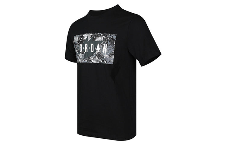 Air Jordan Poolside Flowers Alphabet Printing Short Sleeve Black CQ2061-010 - 3