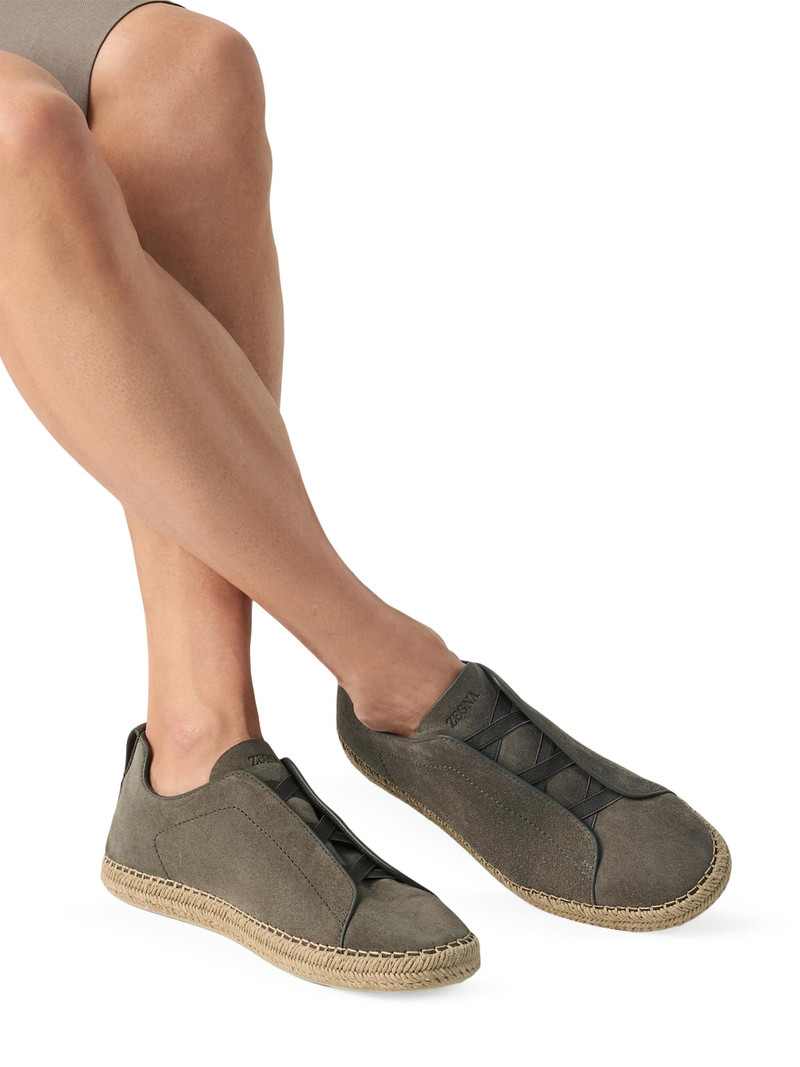 Men's Suede Triple Stitch Espadrilles Sneakers - Grey 6
