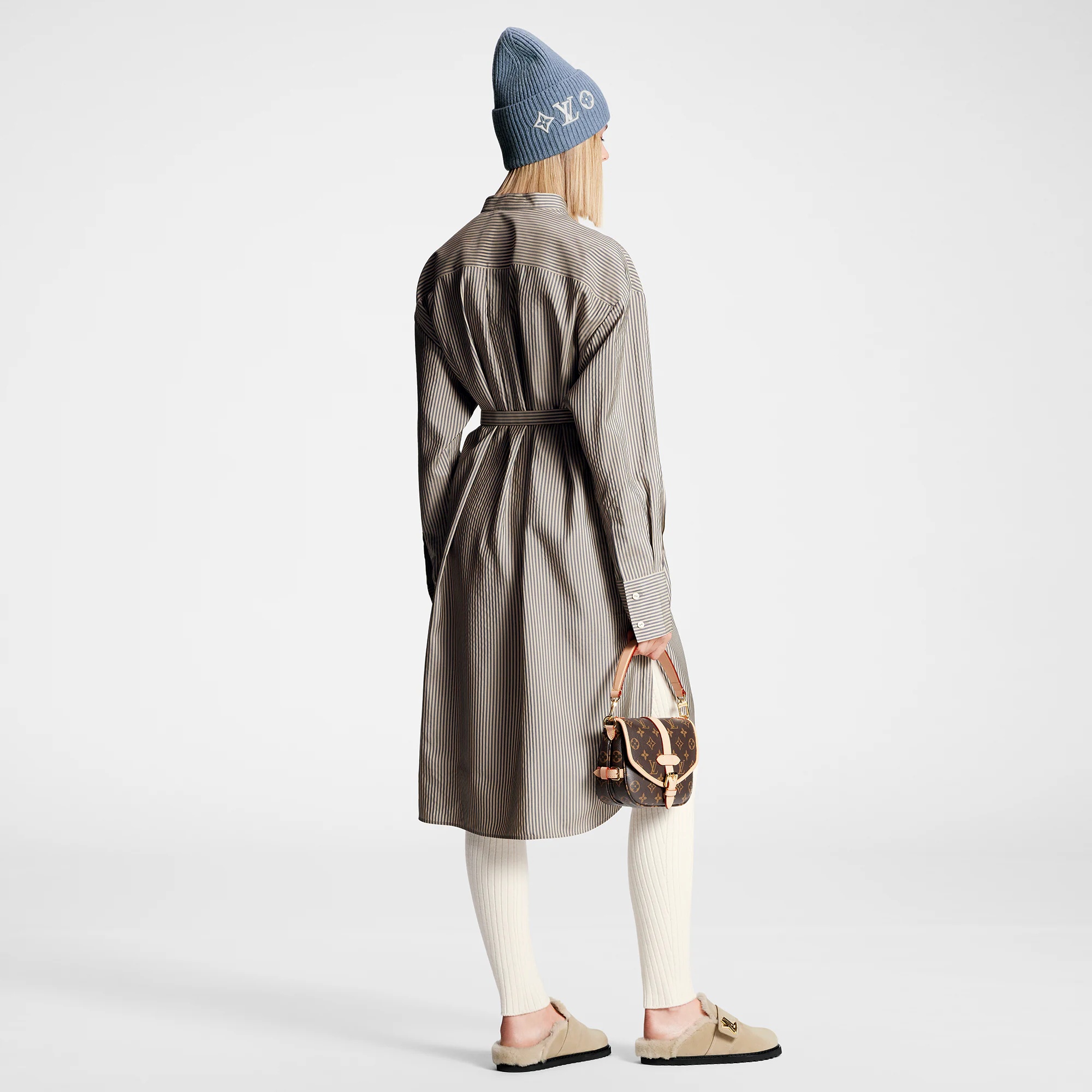 Pinstripe Silk Shirt Dress - 3