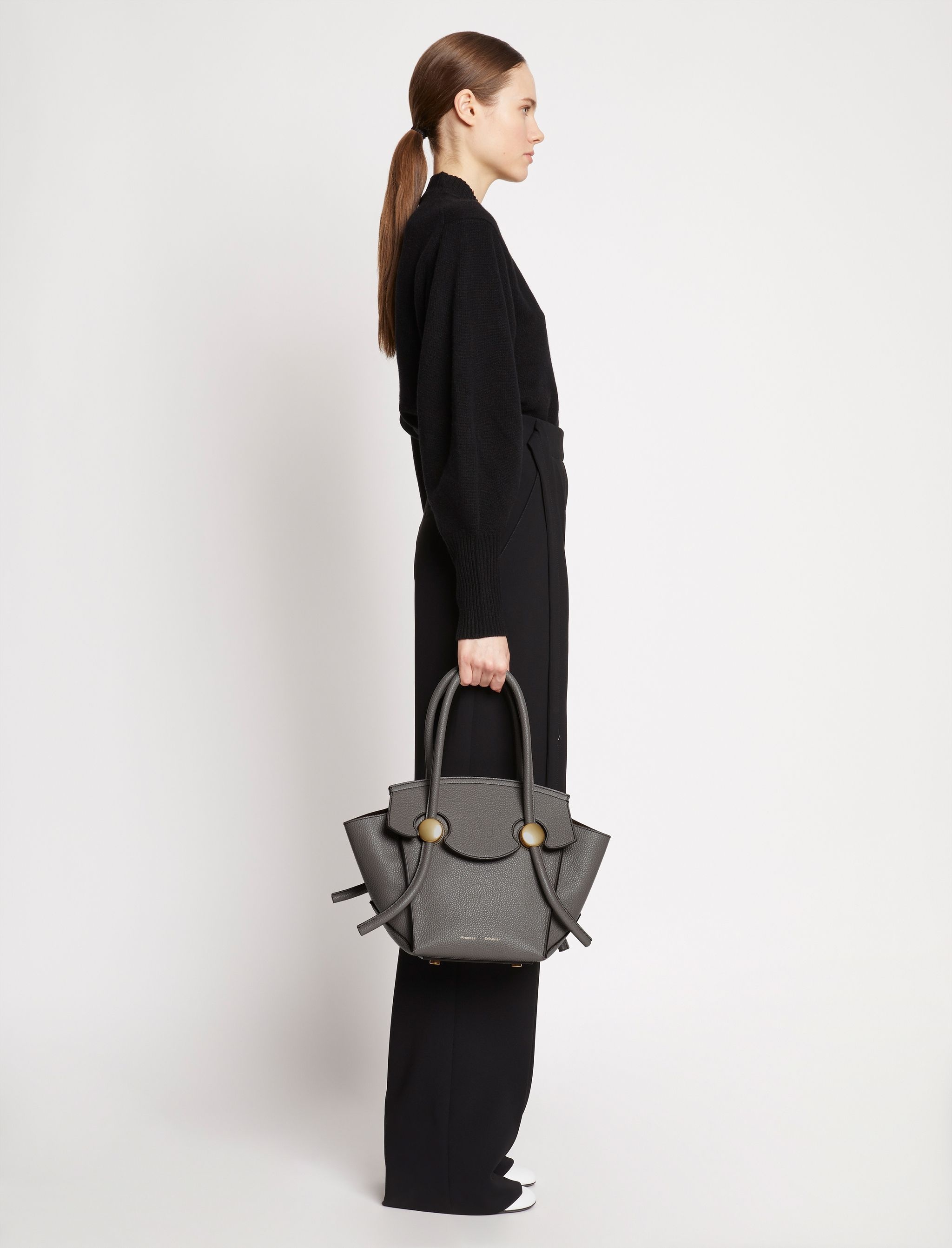 Small Grainy Leather Pipe Bag - 6