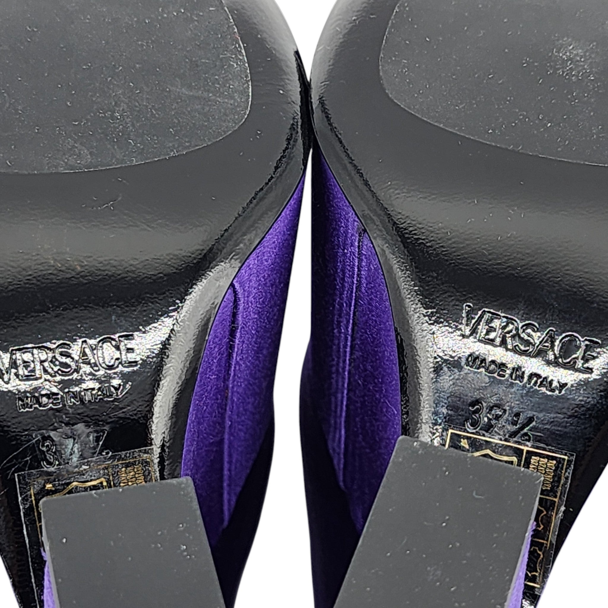Versace Tempest Strappy Platform Pumps - Satin - Purple 38.5 - 7