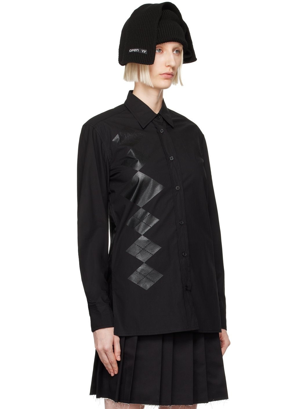 Black Argyle Button Down Shirt - 2
