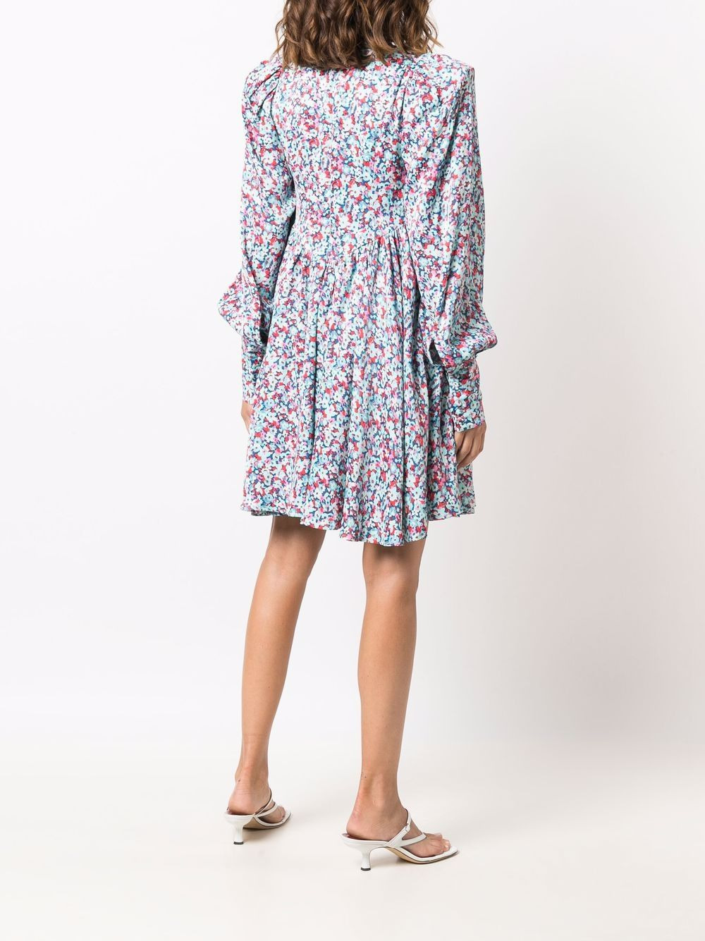 floral-print long-sleeve midi dress - 4
