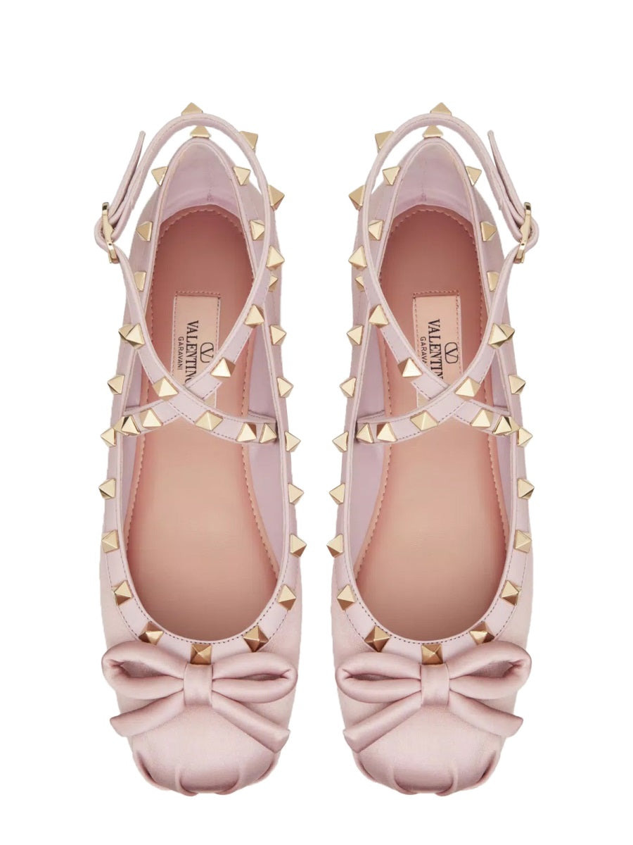 Valentino Garavani Women Satin "Rockstud" Ballerina - 2