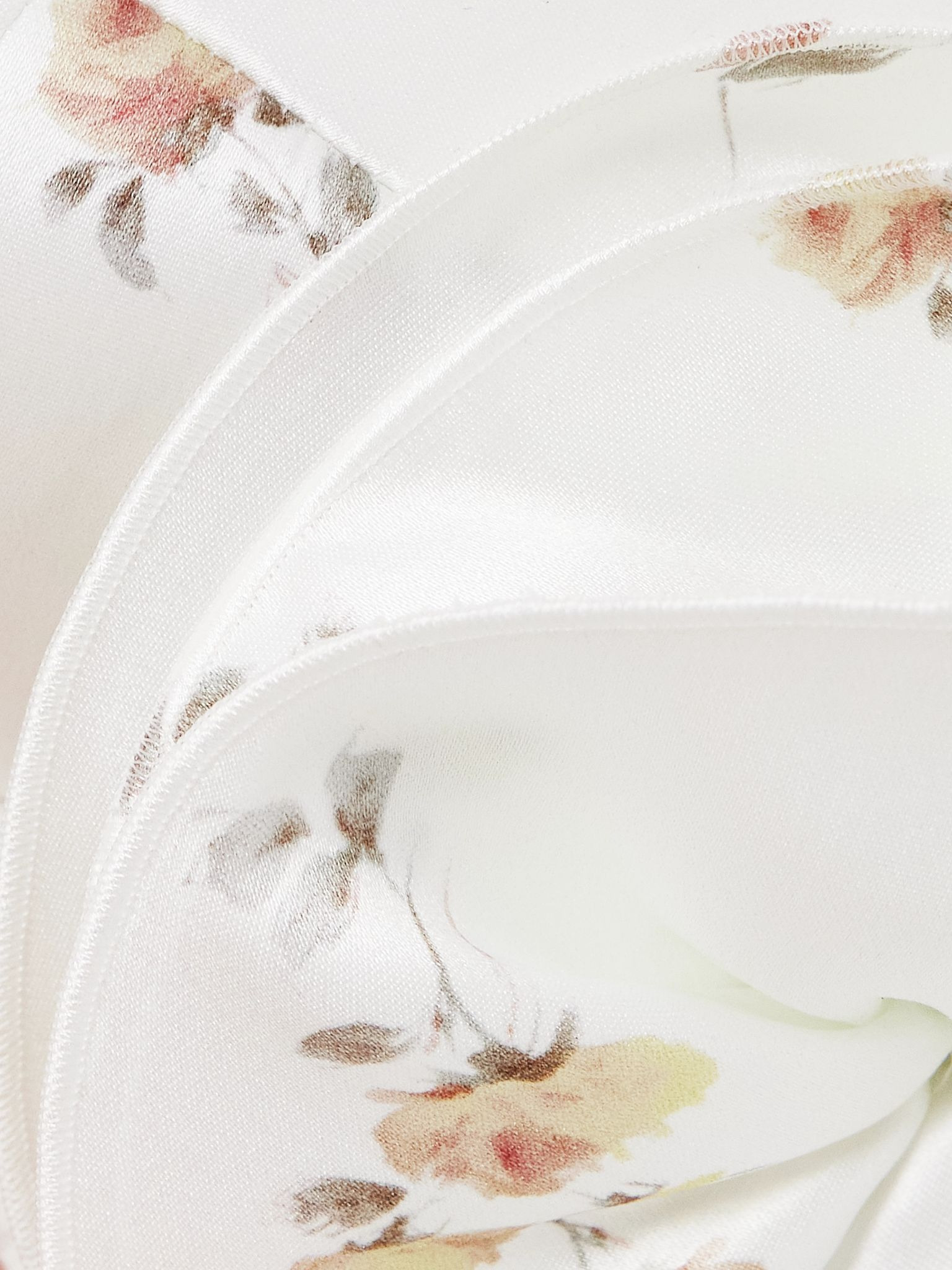 Appliquéd floral-print silk bustier top Cream - 4