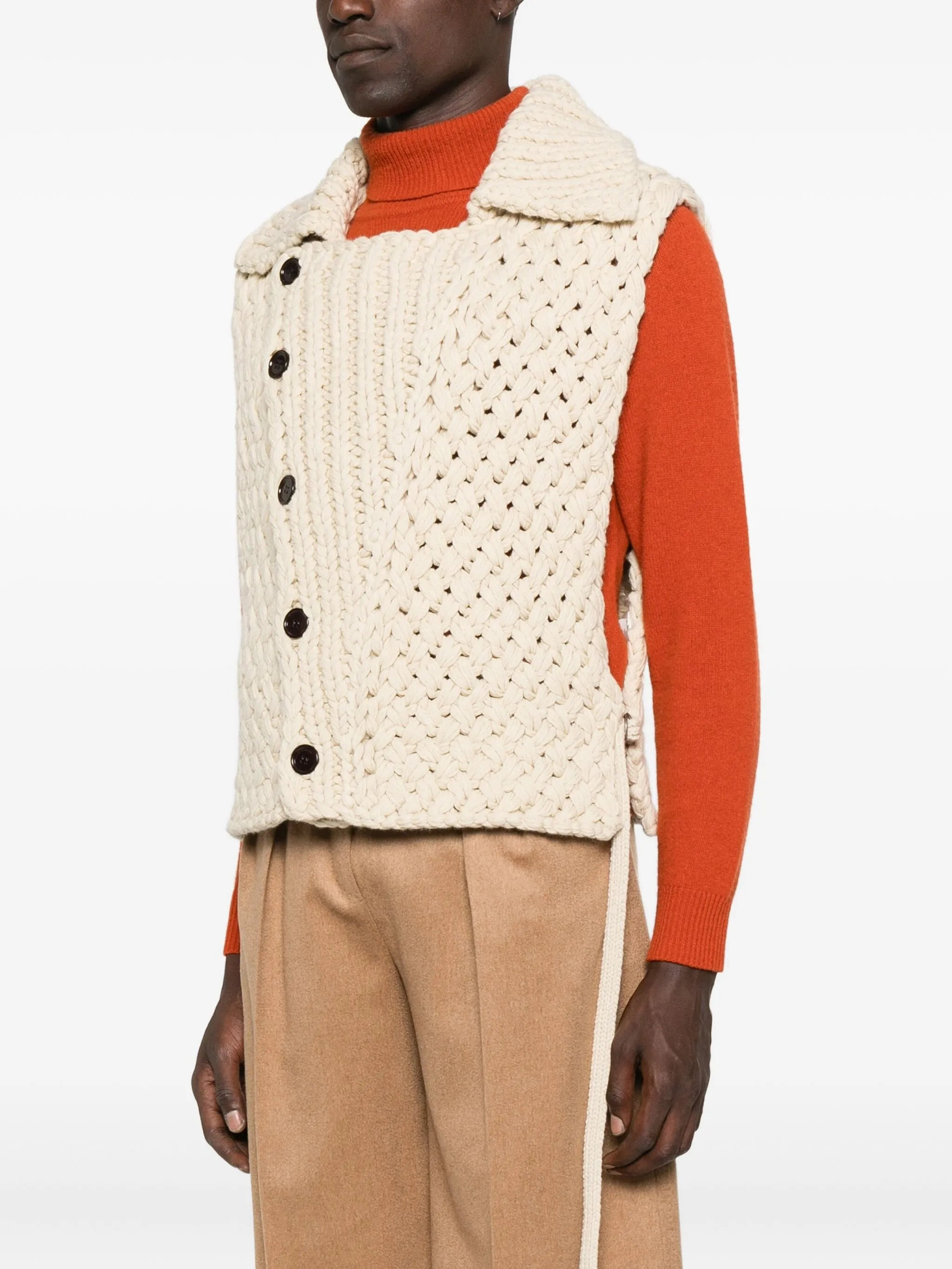 Dries Van Noten Open-knit Buttoned Sweater Vest - 5