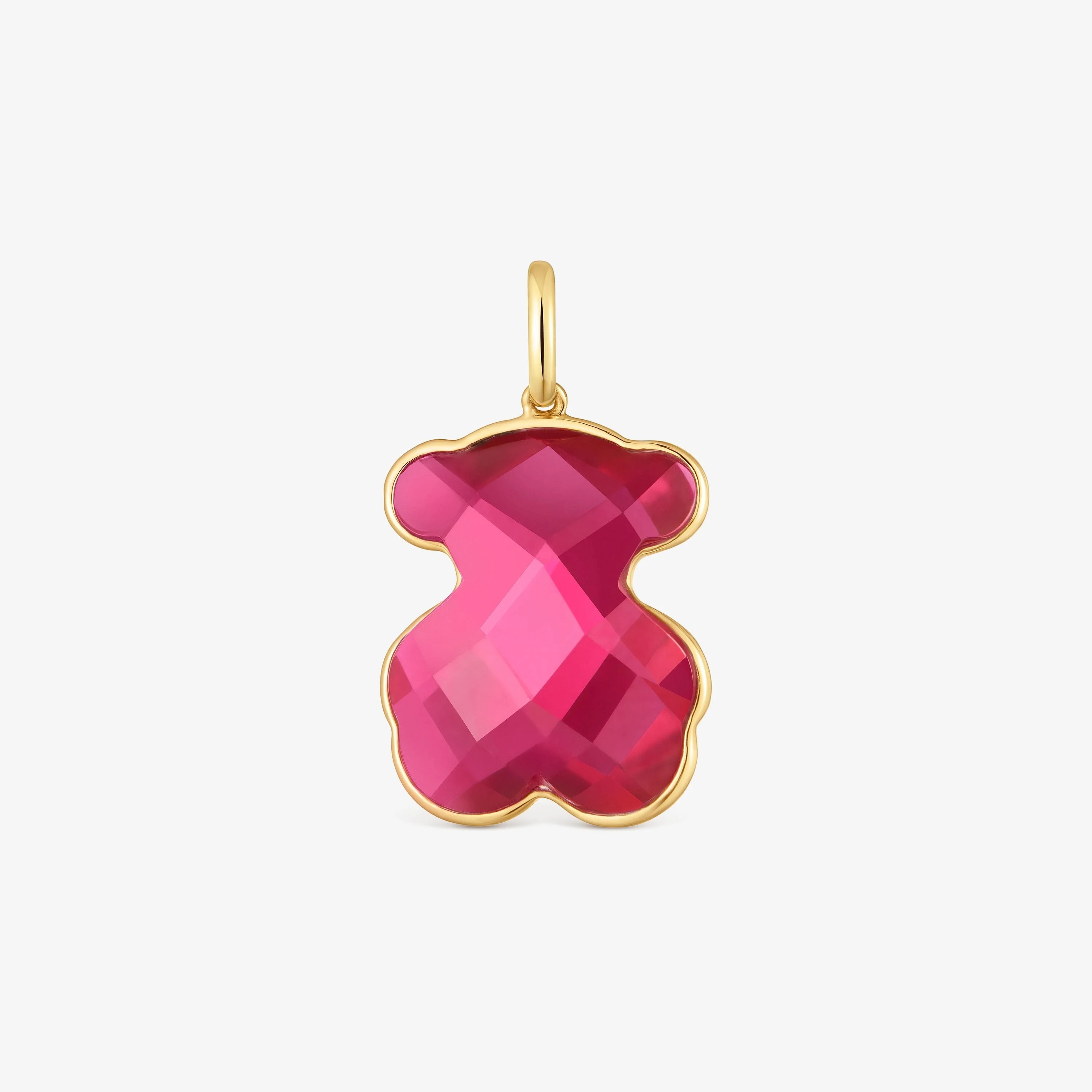14K solid gold and lab-grown ruby bear Pendant Icon Color LGG - 1