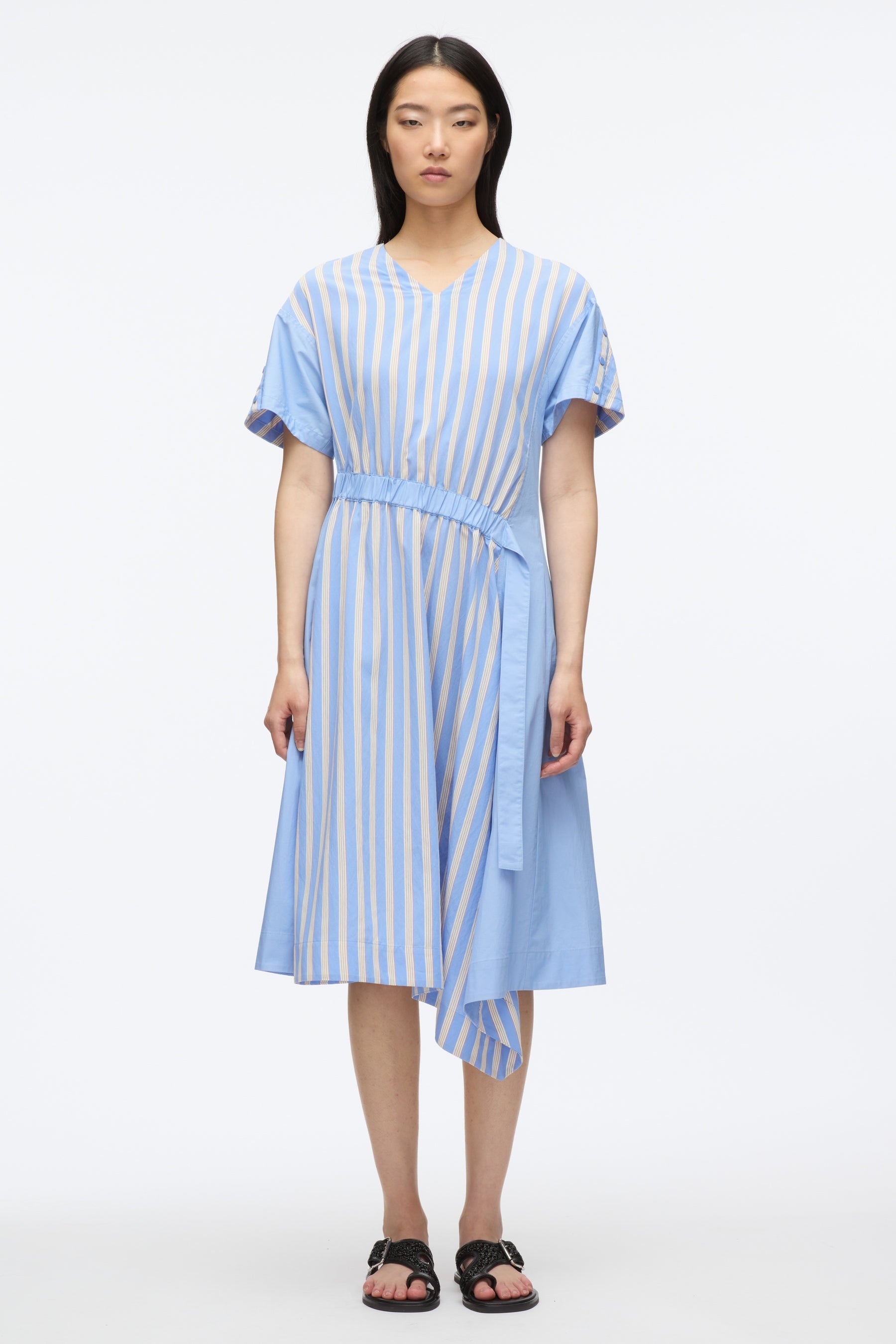 V Neck Dress with Elasticated Waist - 3