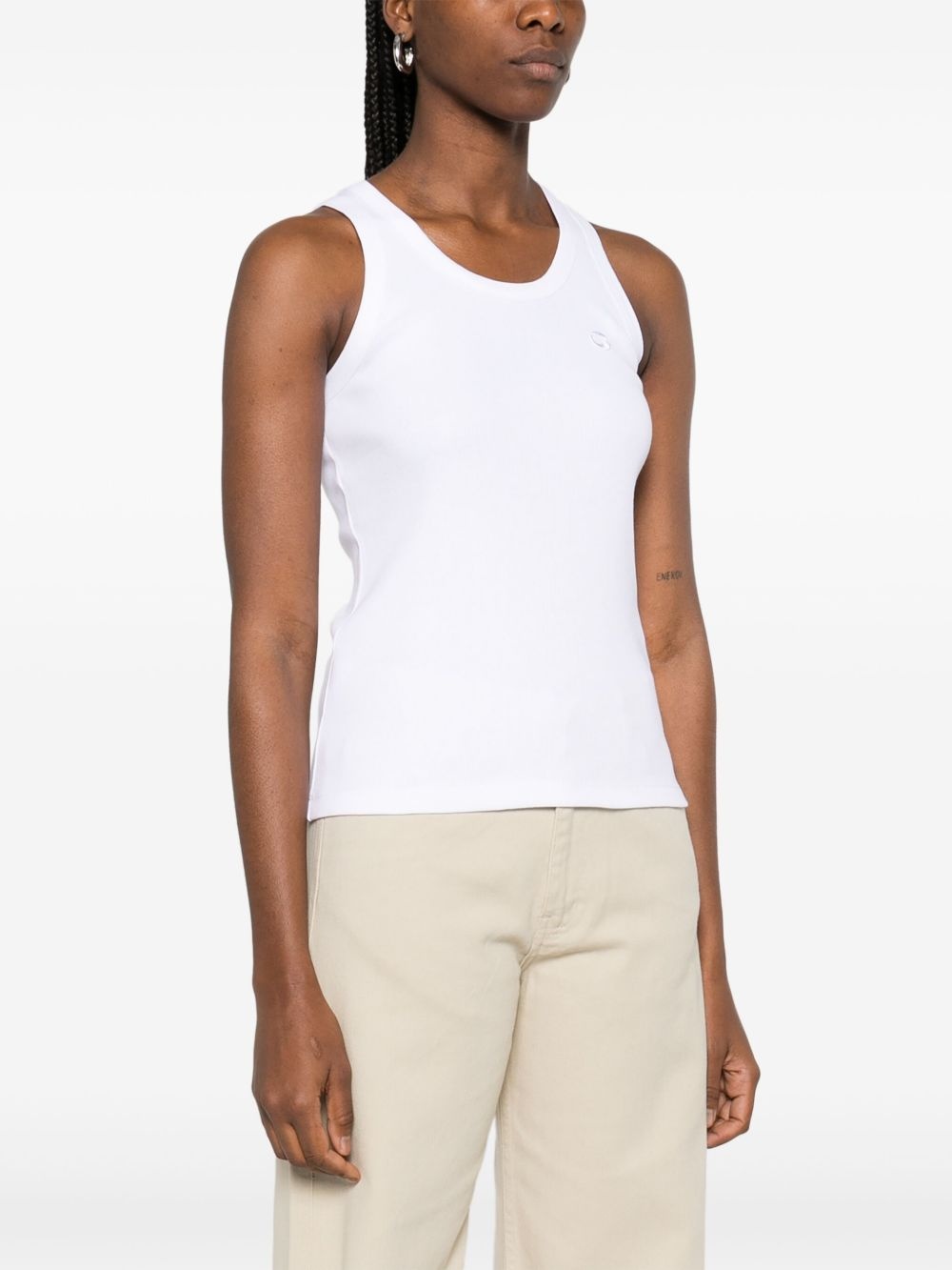logo ribbed tank top - 3