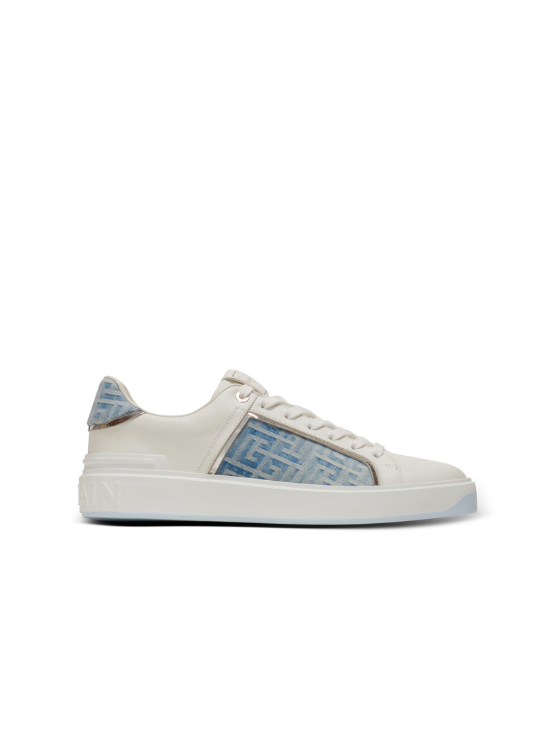 B-Court sneakers in leather and denim 1