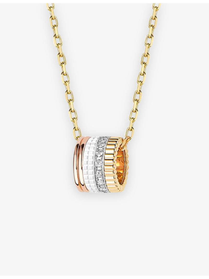 Boucheron Quatre White Edition Large 18ct Yellow-Gold, White-Gold, Pink-Gold, Hyceram and 0.23ct Diamond Neckl outlook