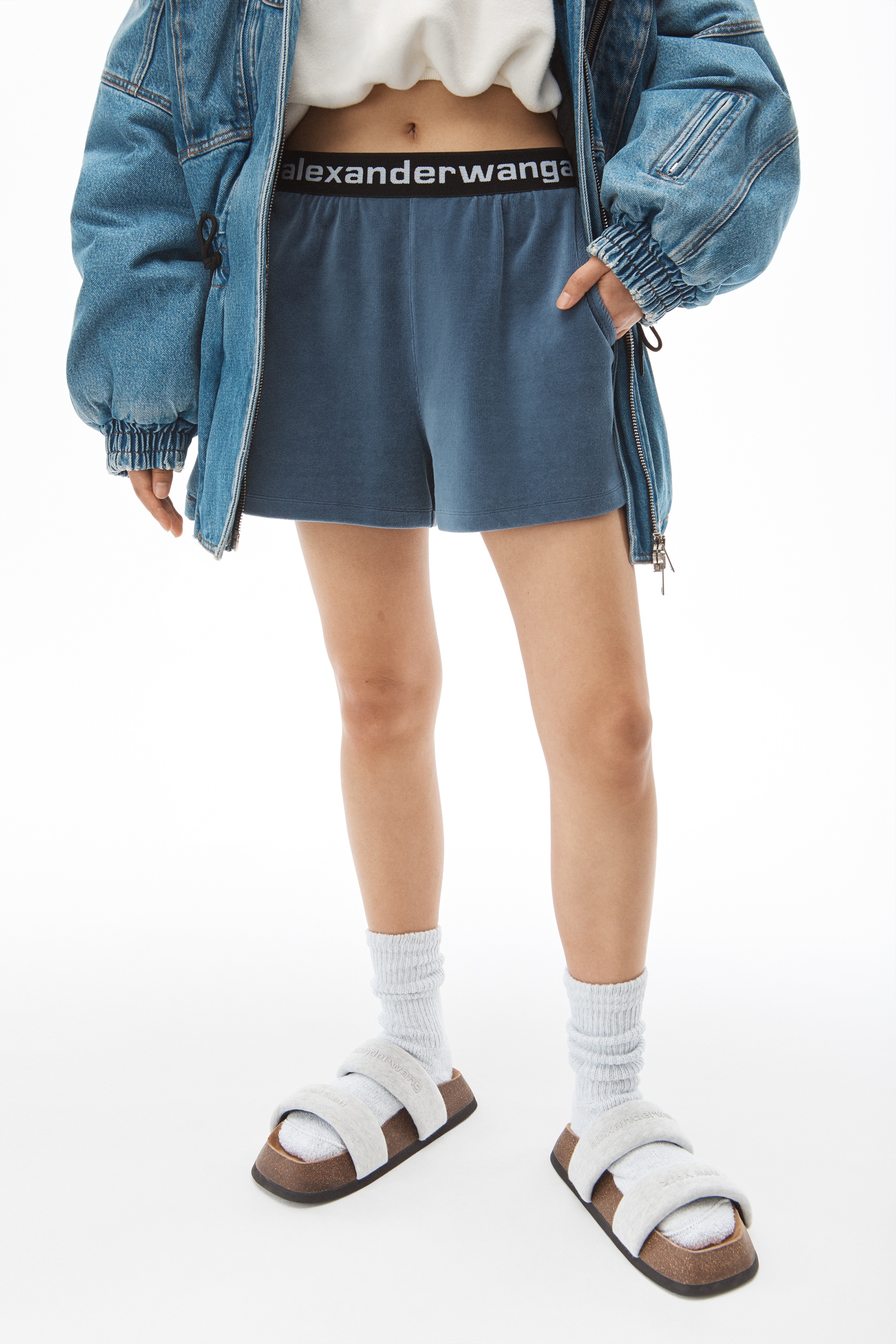 logo elastic short in stretch corduroy - 3