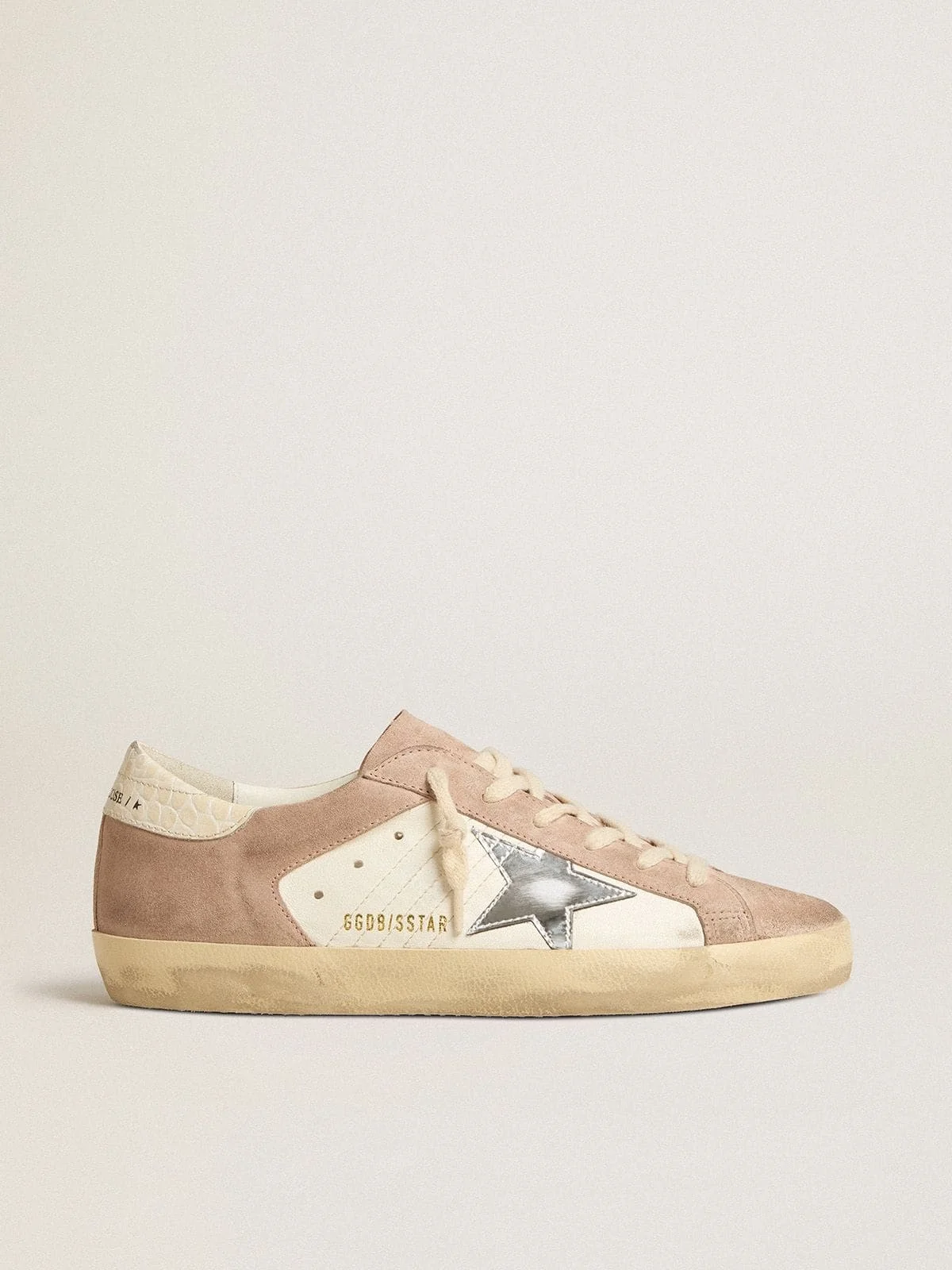 Women’s Super-Star sneakers in pink suede with silver metallic leather star - 1