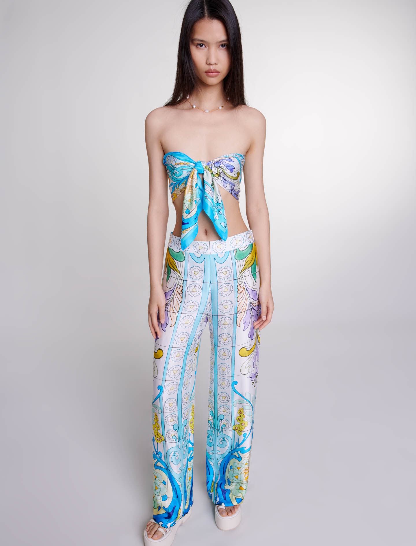 Mosaic pattern silk scarf - 8