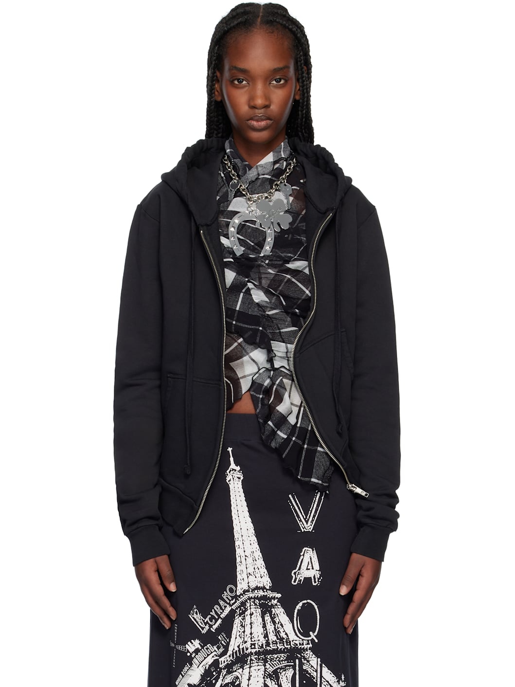 Black Twisted Rose Hoodie - 1