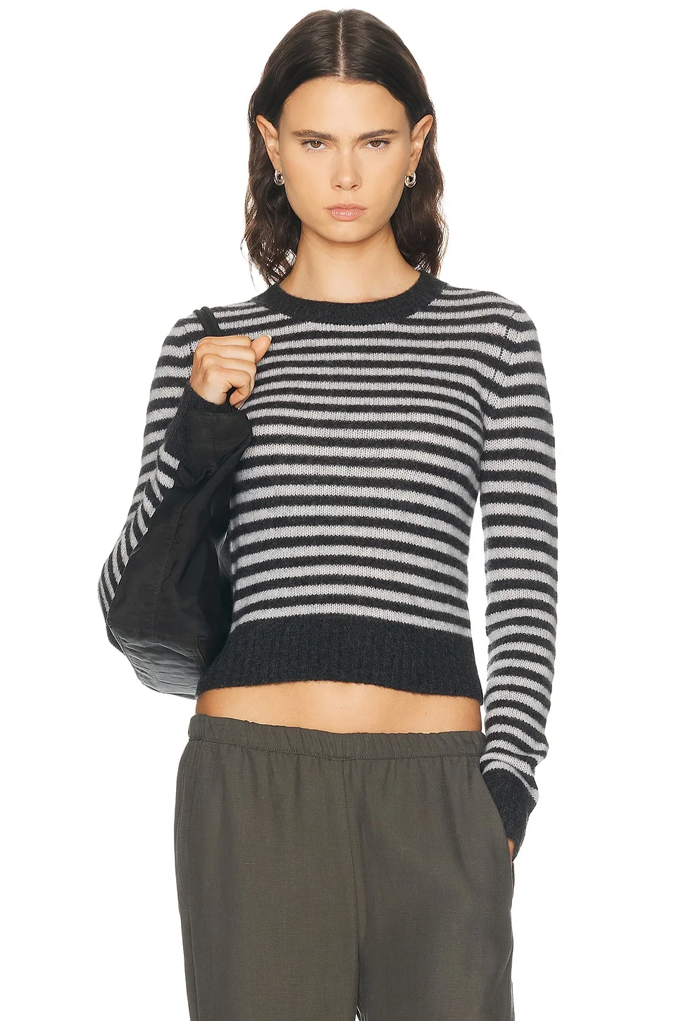 Cashmere Shrunken Crewneck Sweater - 1
