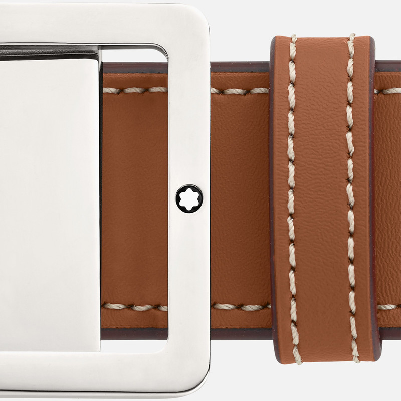 Tan/Gray 35 mm reversible leather belt 4