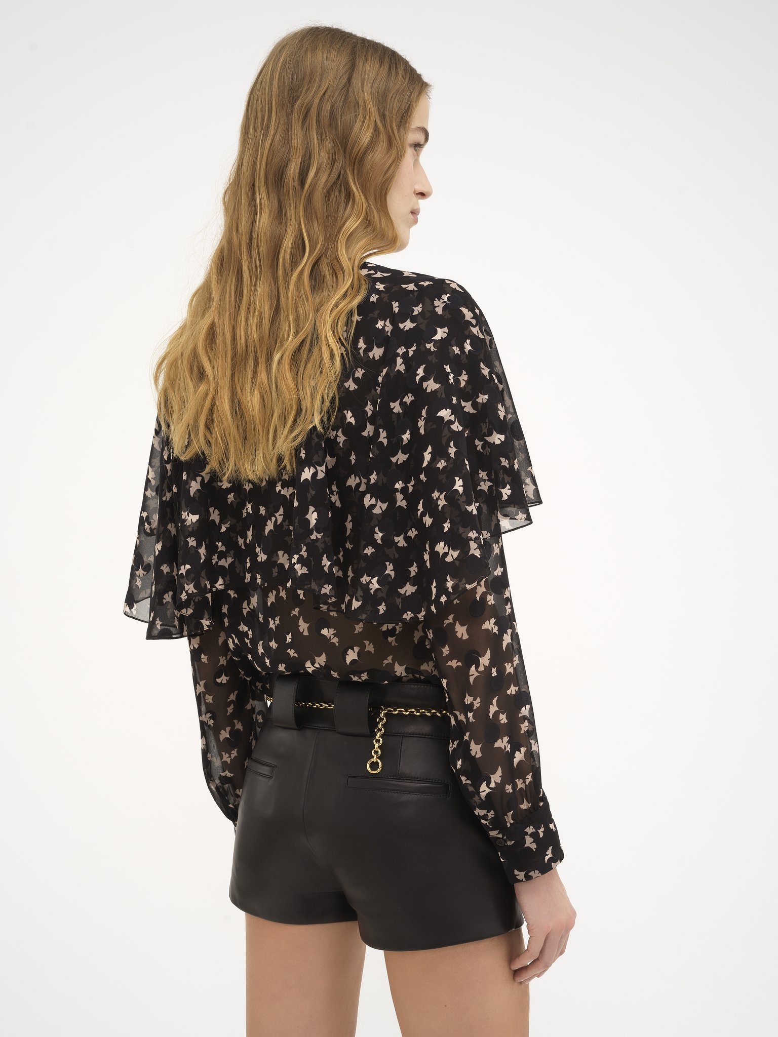 CAPE BLOUSE IN SILK SATIN JACQUARD - 5