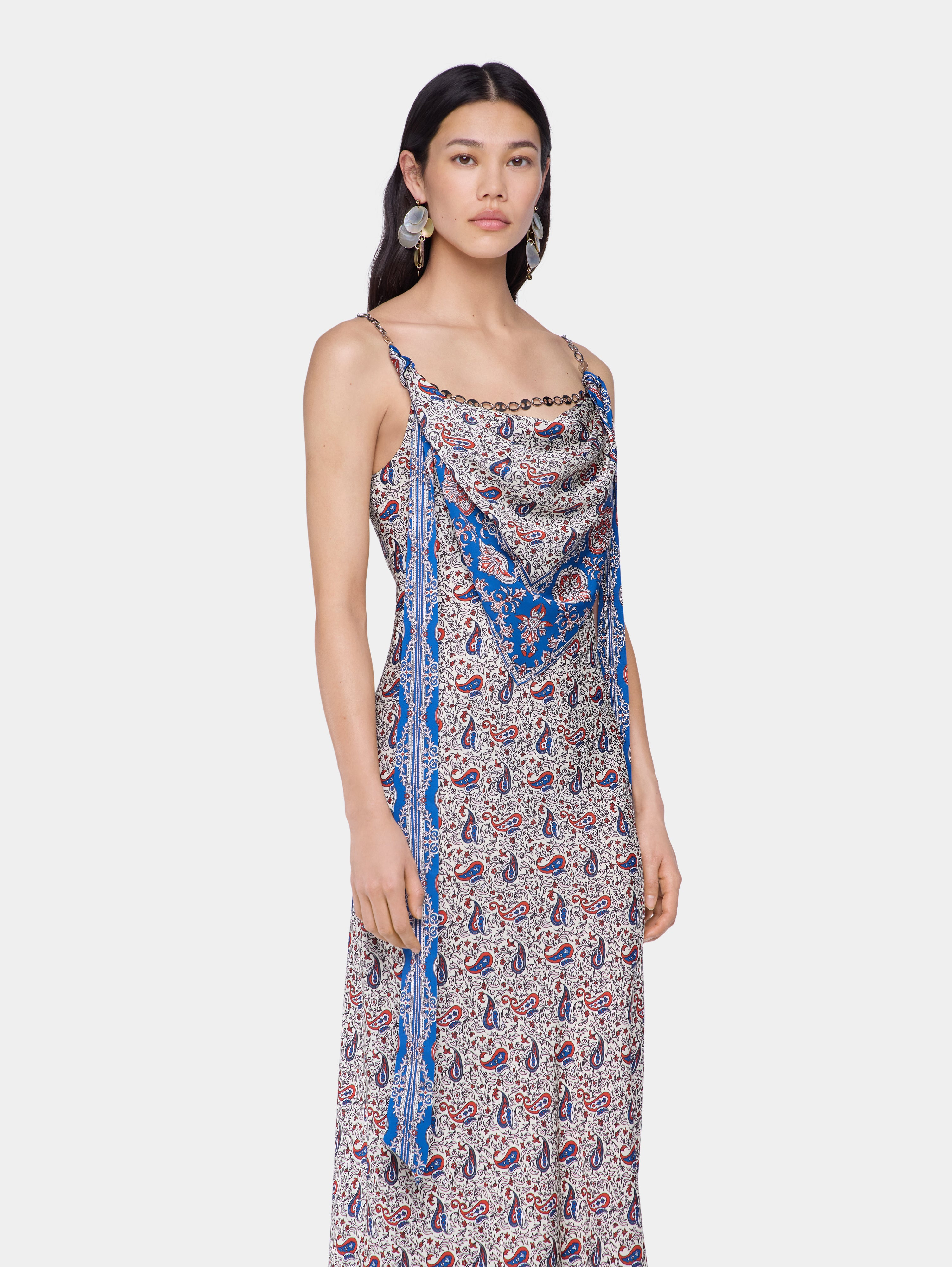 LONG DRESS IN PRINTED SATIN - 4