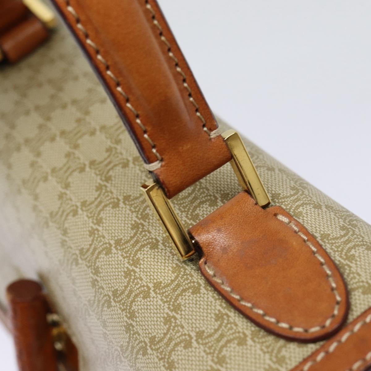 CELINE Macadam Canvas Hand Bag Beige Gold - 14