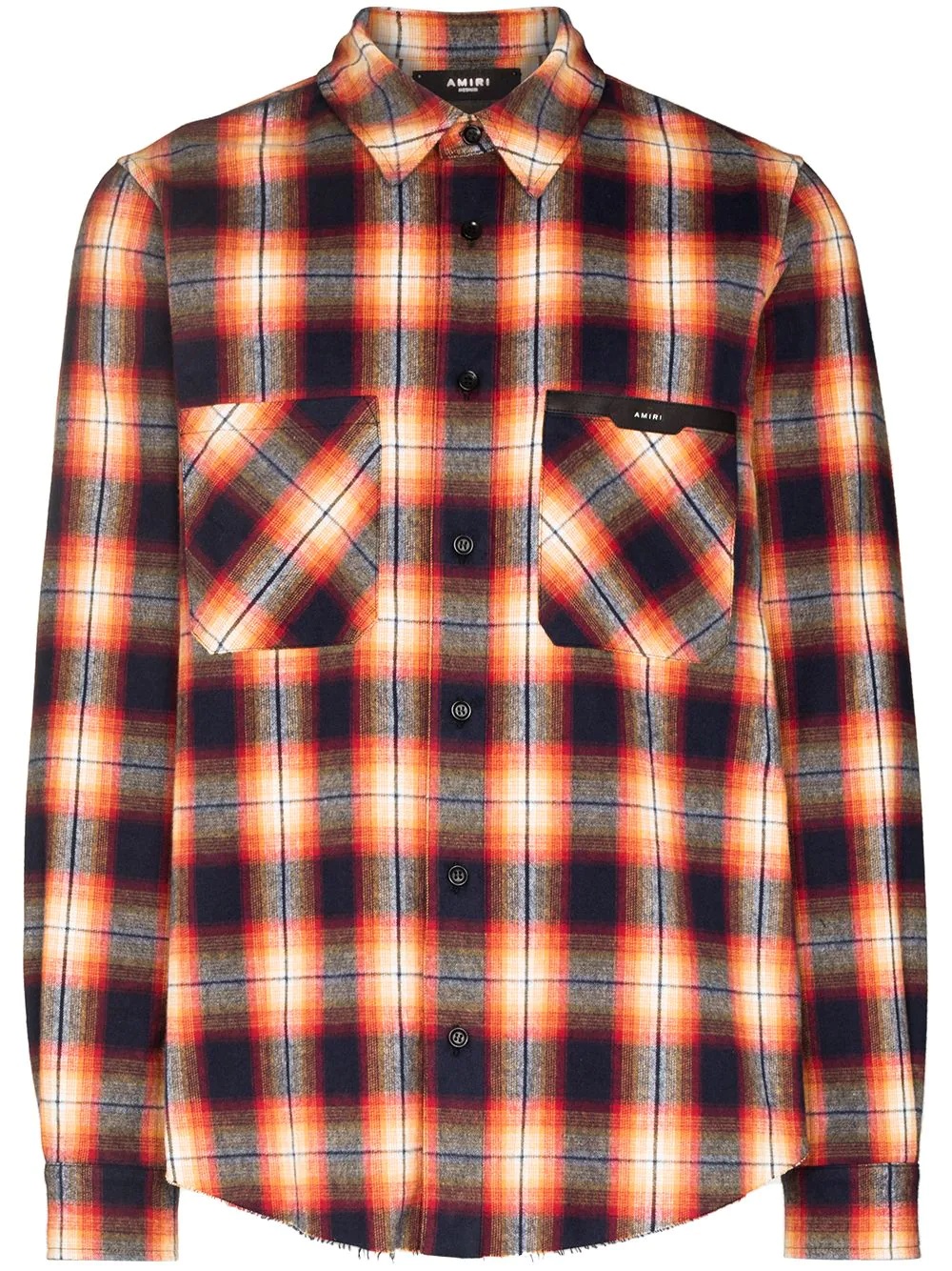 logo-patch check flannel shirt - 1