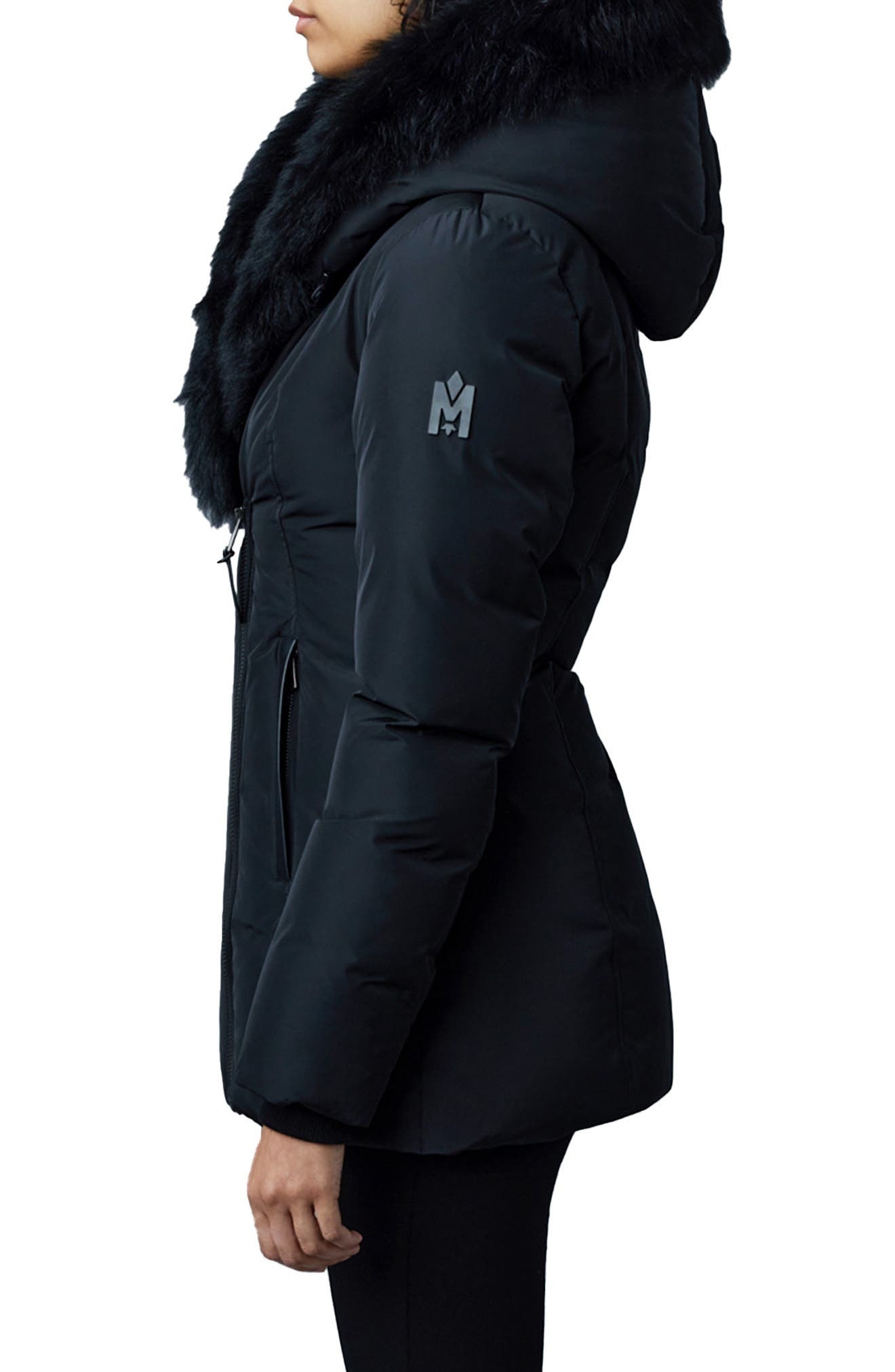 Mackage Adali Genuine Shearling Trim Down Jacket in Black at Nordstrom - 3