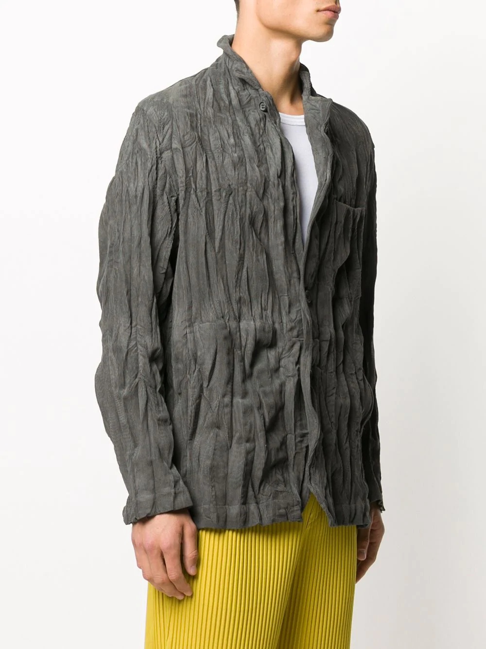 wrinkled-effect long-sleeved shirt  - 3