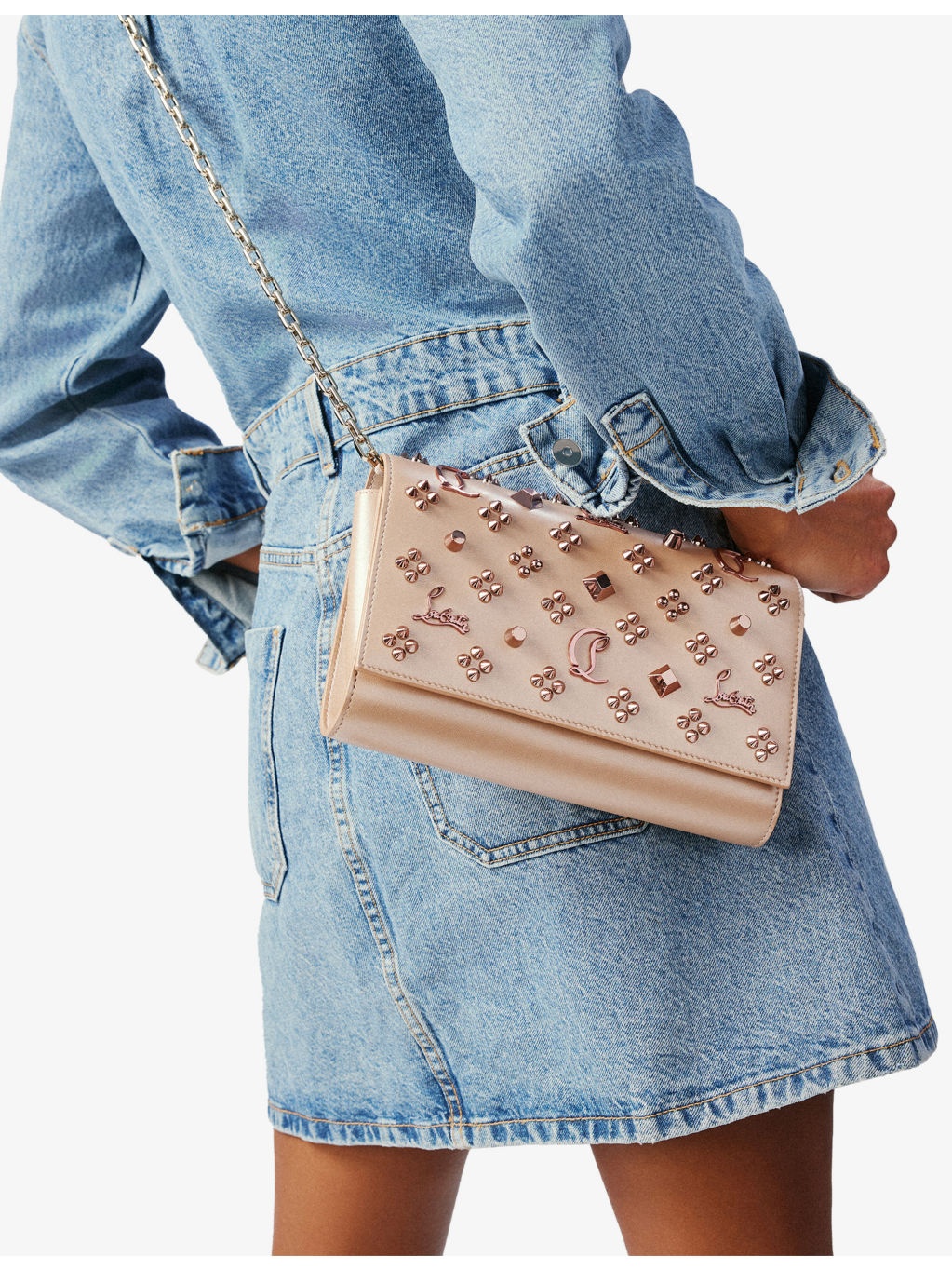 Paloma Pearlescent-Leather Clutch Bag - 6