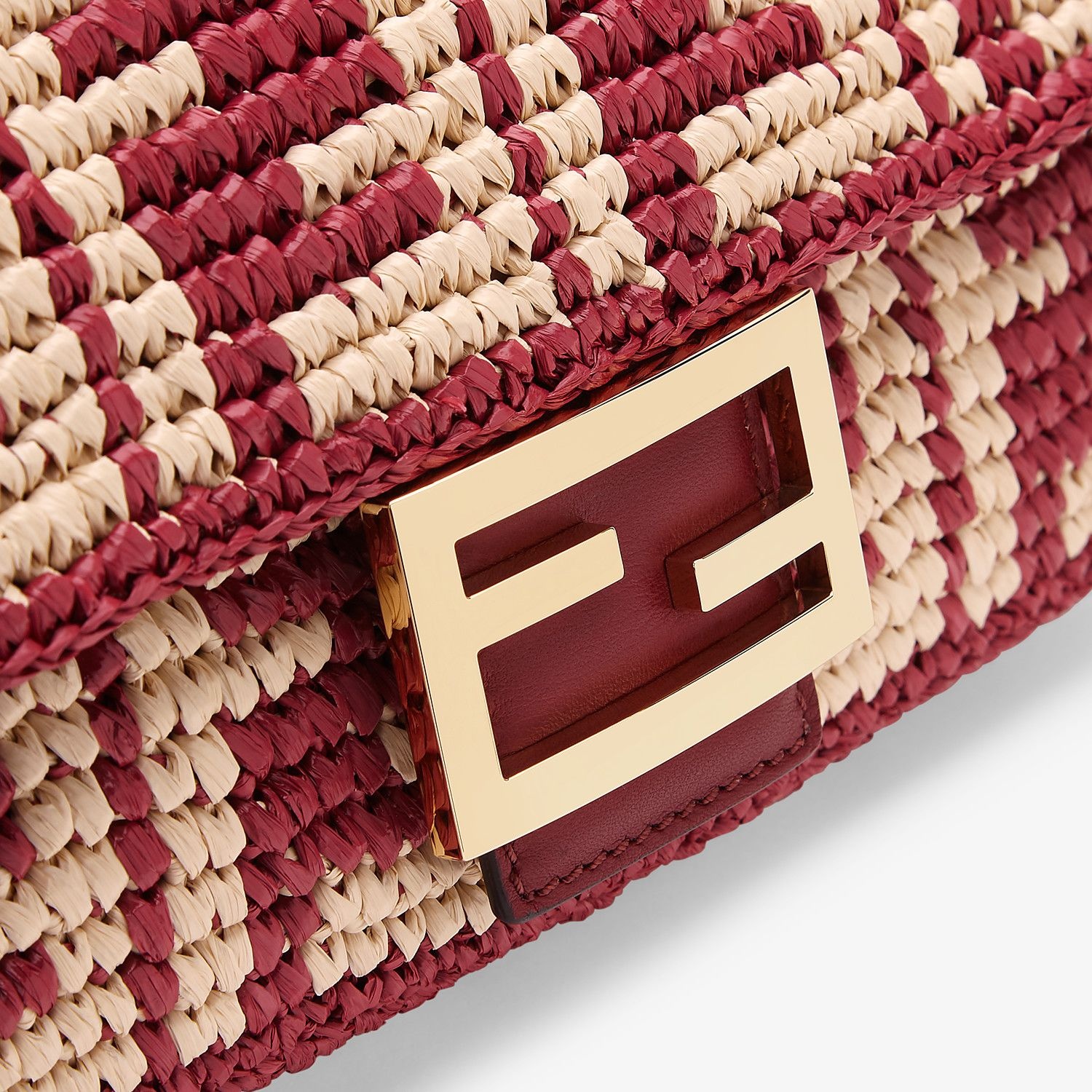 Burgundy raffia FF bag - 6