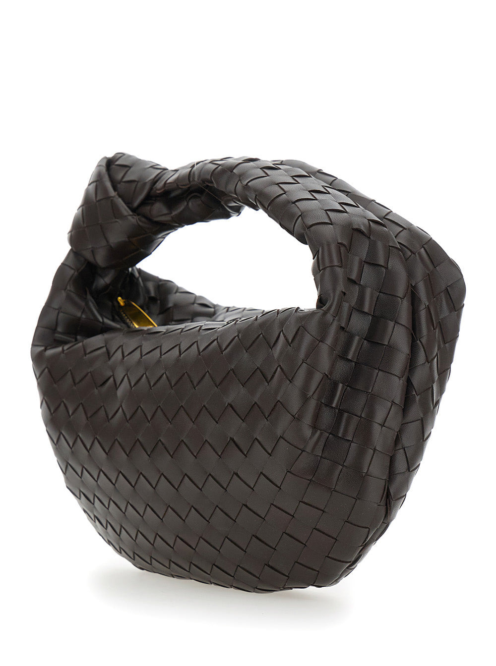 Bottega Veneta Women 'Jodie' Brown Small Shoulder Bag With Knot Detail And Intrecciato Motif In Leat - 2