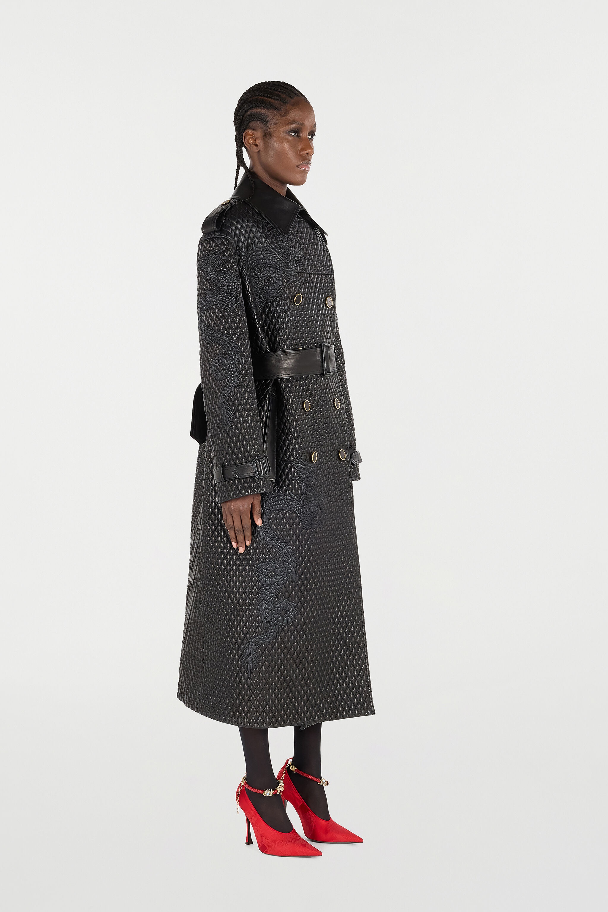 Long Trench Coat With Dragons - 3