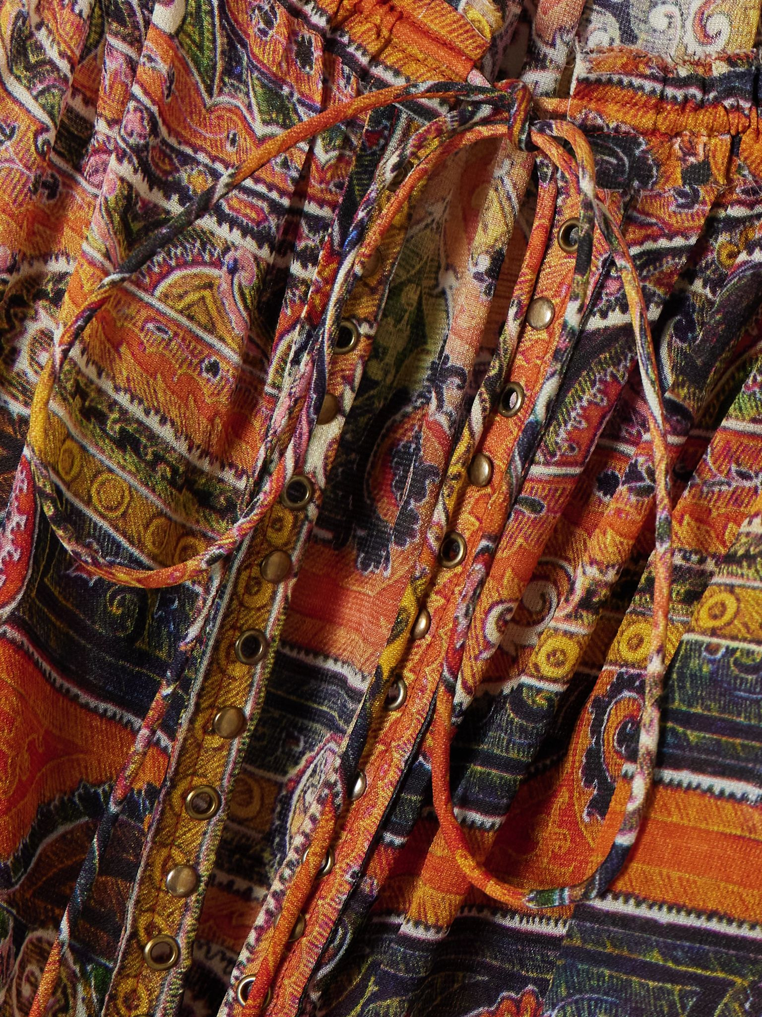 Marilou embellished paisley-print silk-voile camisole Orange - 4