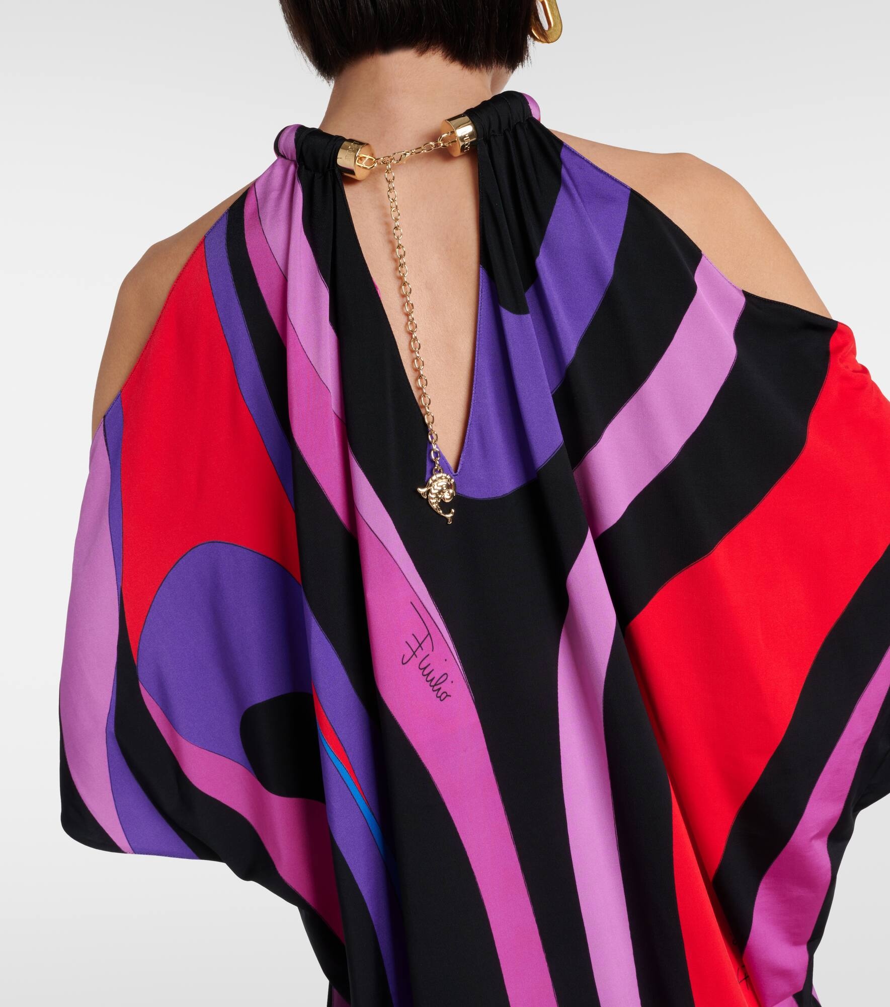 Marmo-printed draped satin jersey kaftan - 6