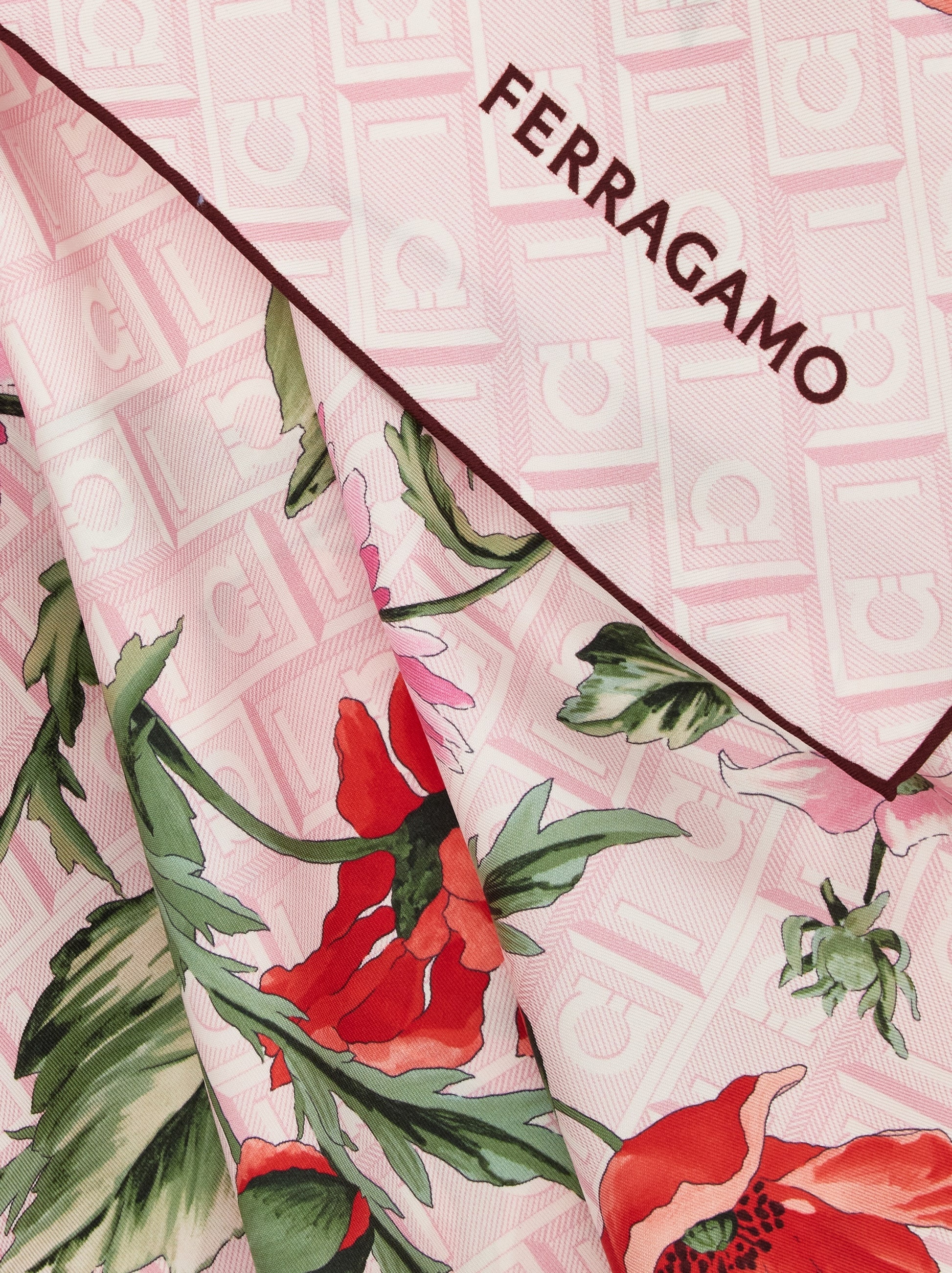 Bouquet print silk scarf - 4