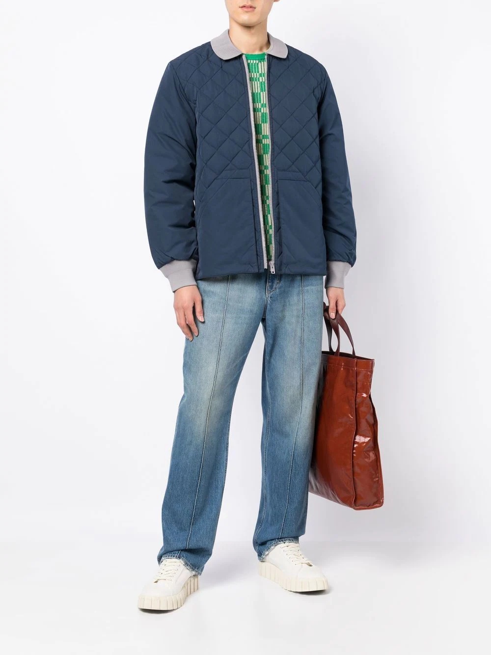 two-tone diamond-quilt jacket - 2