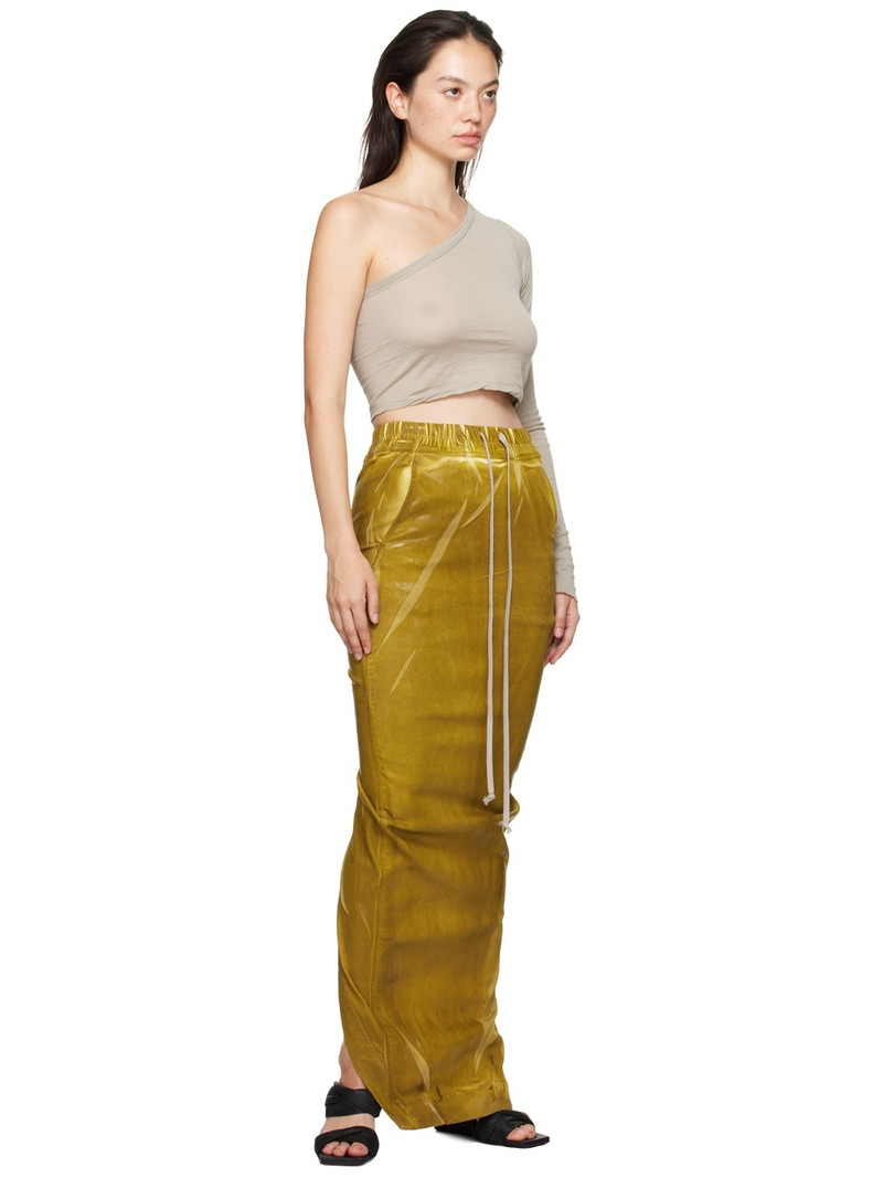 Rick Owens DRKSHDW Yellow Porterville Pull On Pillar Denim Maxi Skirt outlook