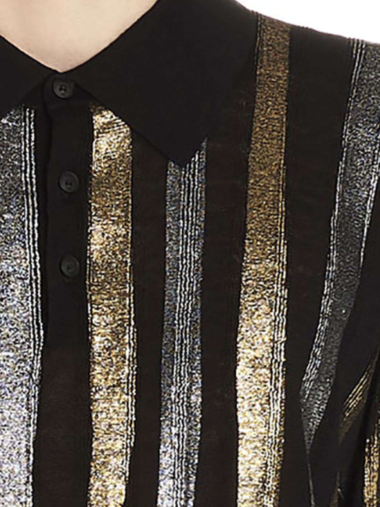 Saint Laurent Metallic Striped Polo Shirt - 4