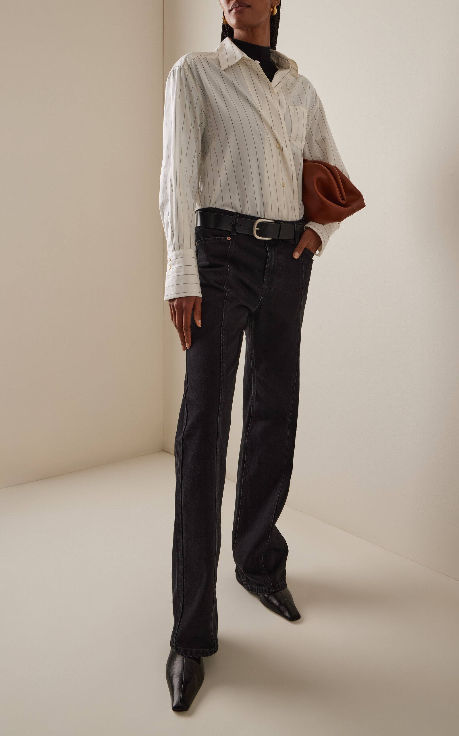Asymmetric Cotton Shirt black/white - 3