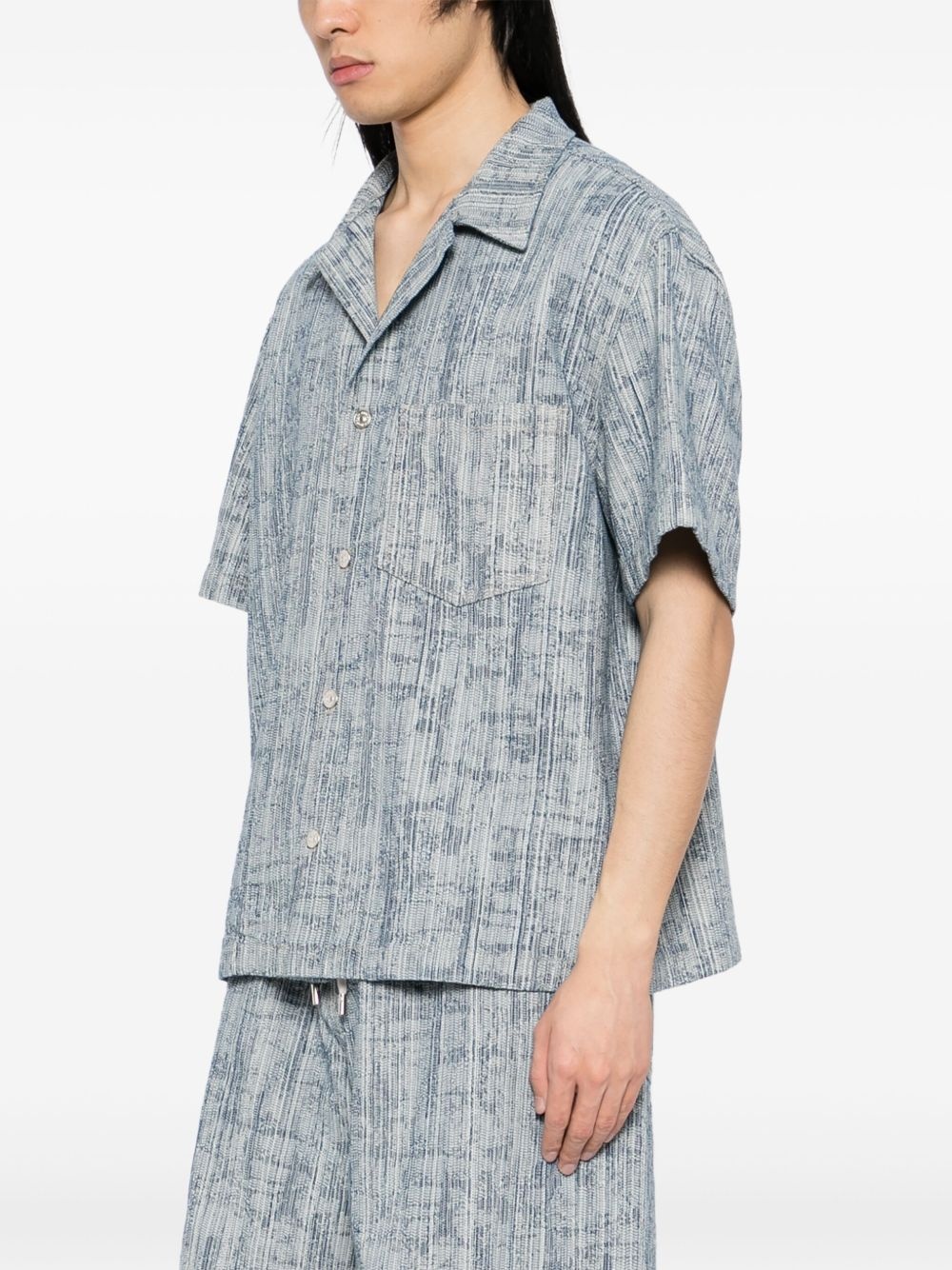 denim jacquard camp shirt - 3
