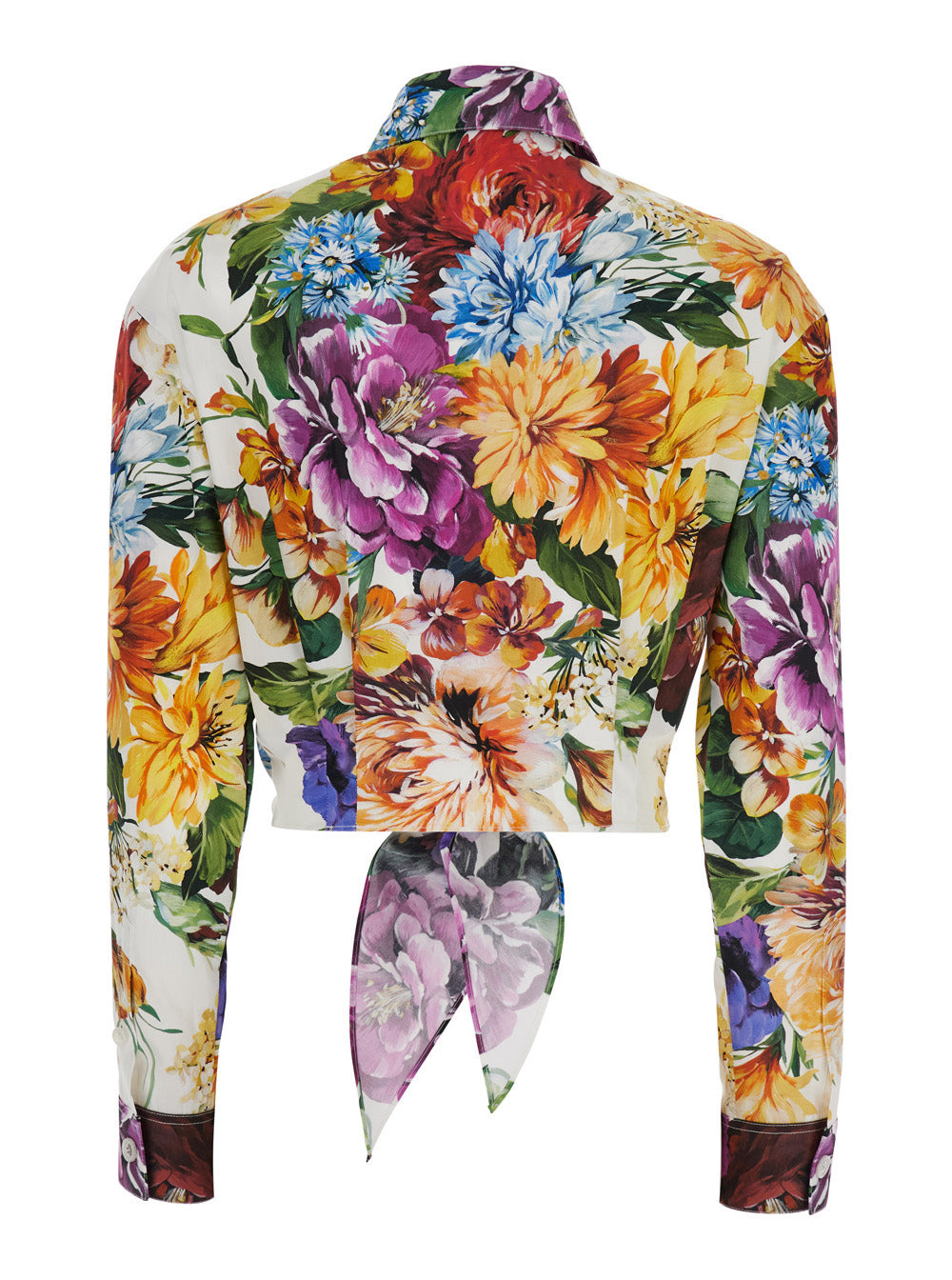 Dolce & Gabbana Women Multicolor Cropped Shirt With Tie Closure On The Front And All-Over Floral Pri - 2