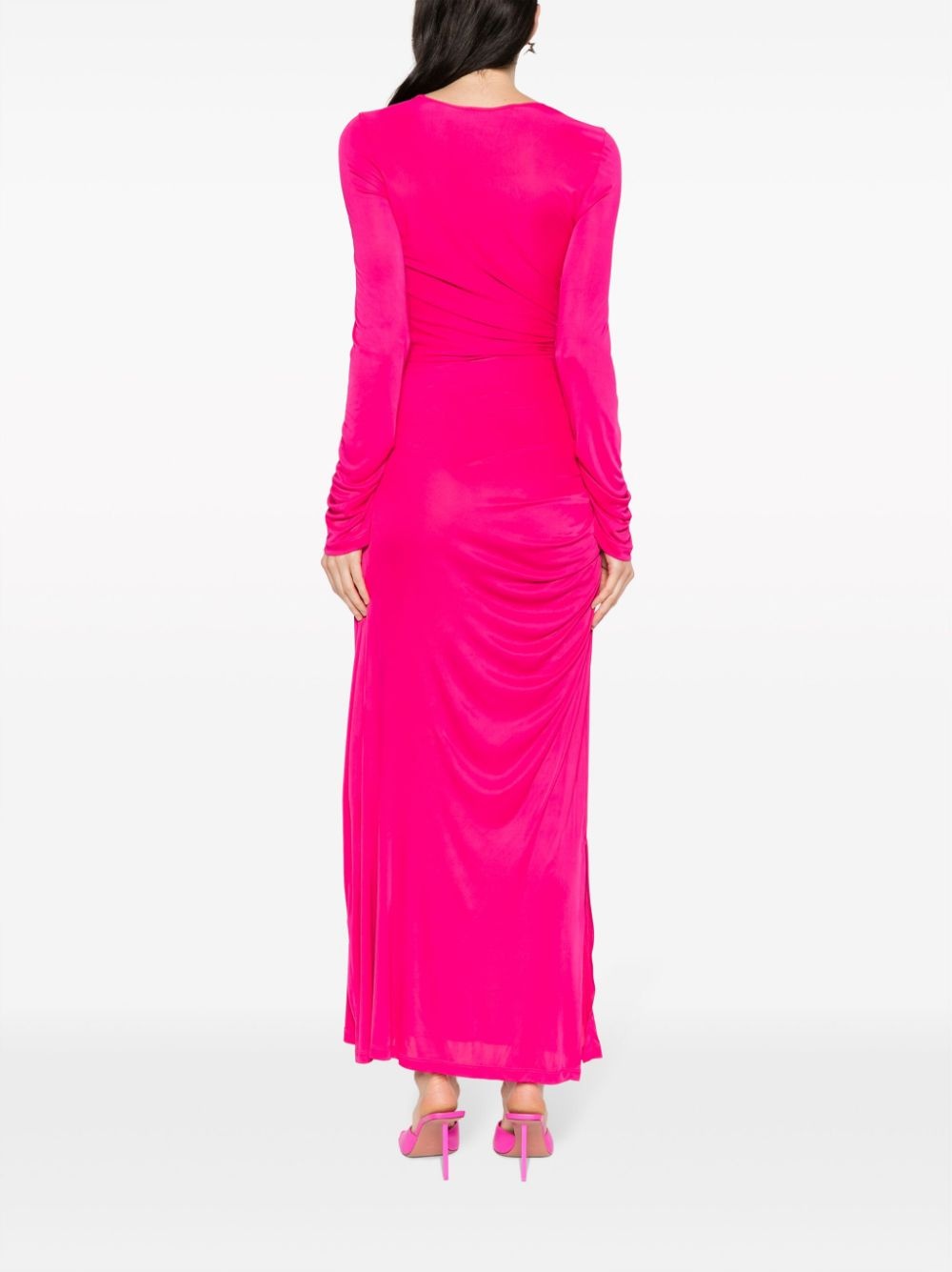 long-sleeve ruched maxi dress - 4