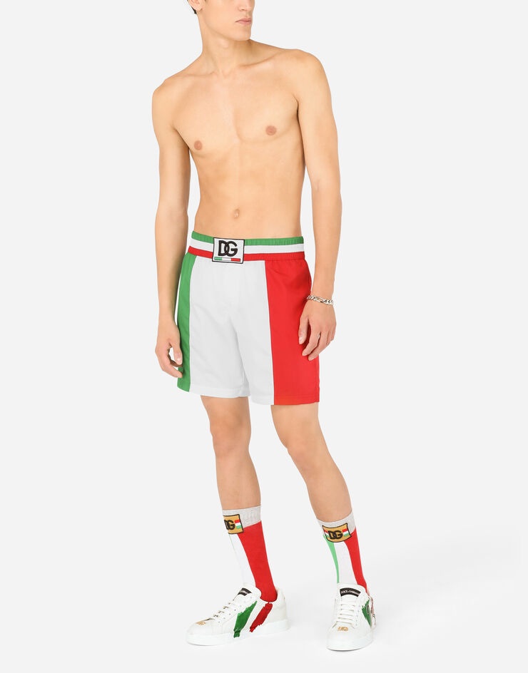 Mid-length swim trunks with Italy DG logo - 2