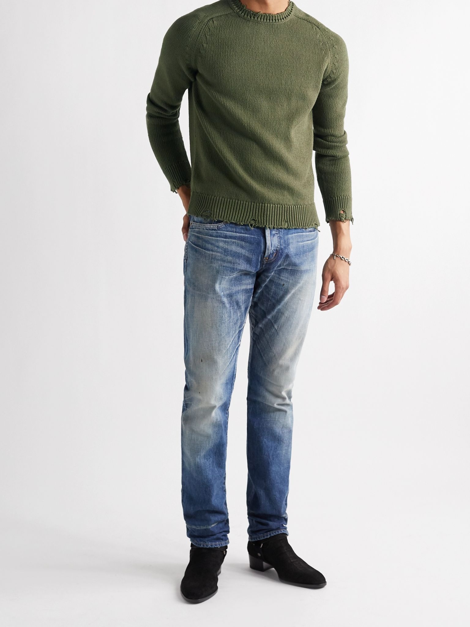 Distressed Cotton Sweater - 2