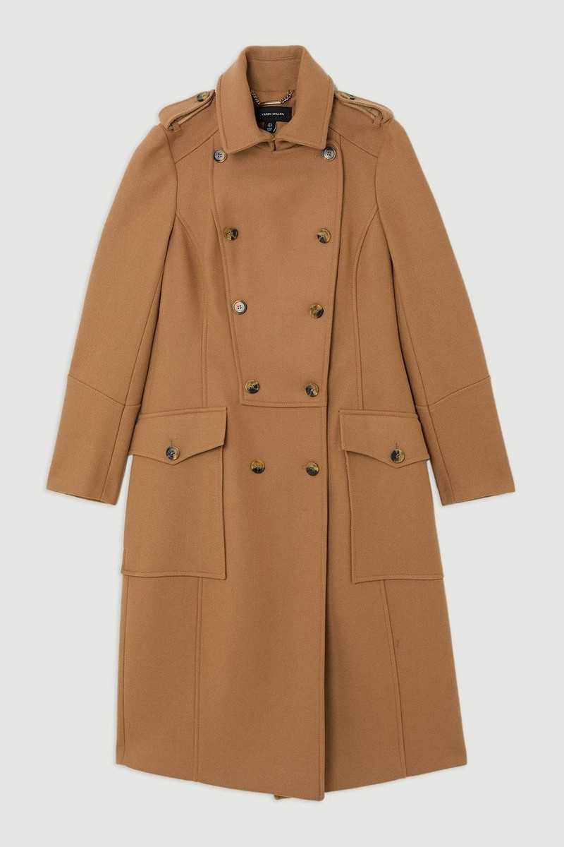 Premium Italian Manteco Wool Military Tailored Midi Coat 4
