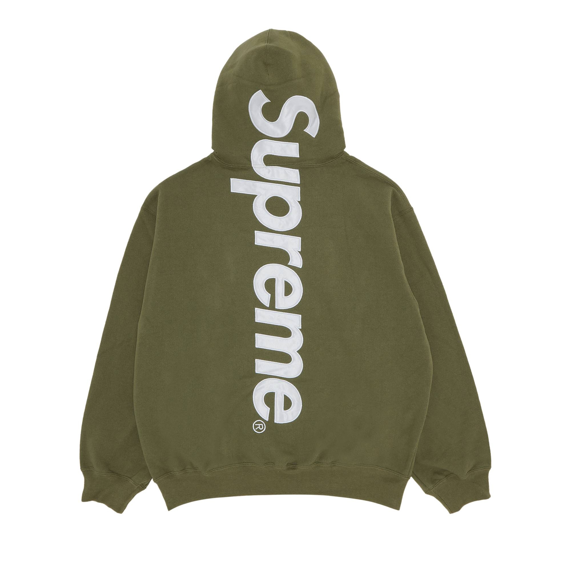 Supreme Satin Appliqu� Hooded Sweatshirt 'Light Olive' - 2