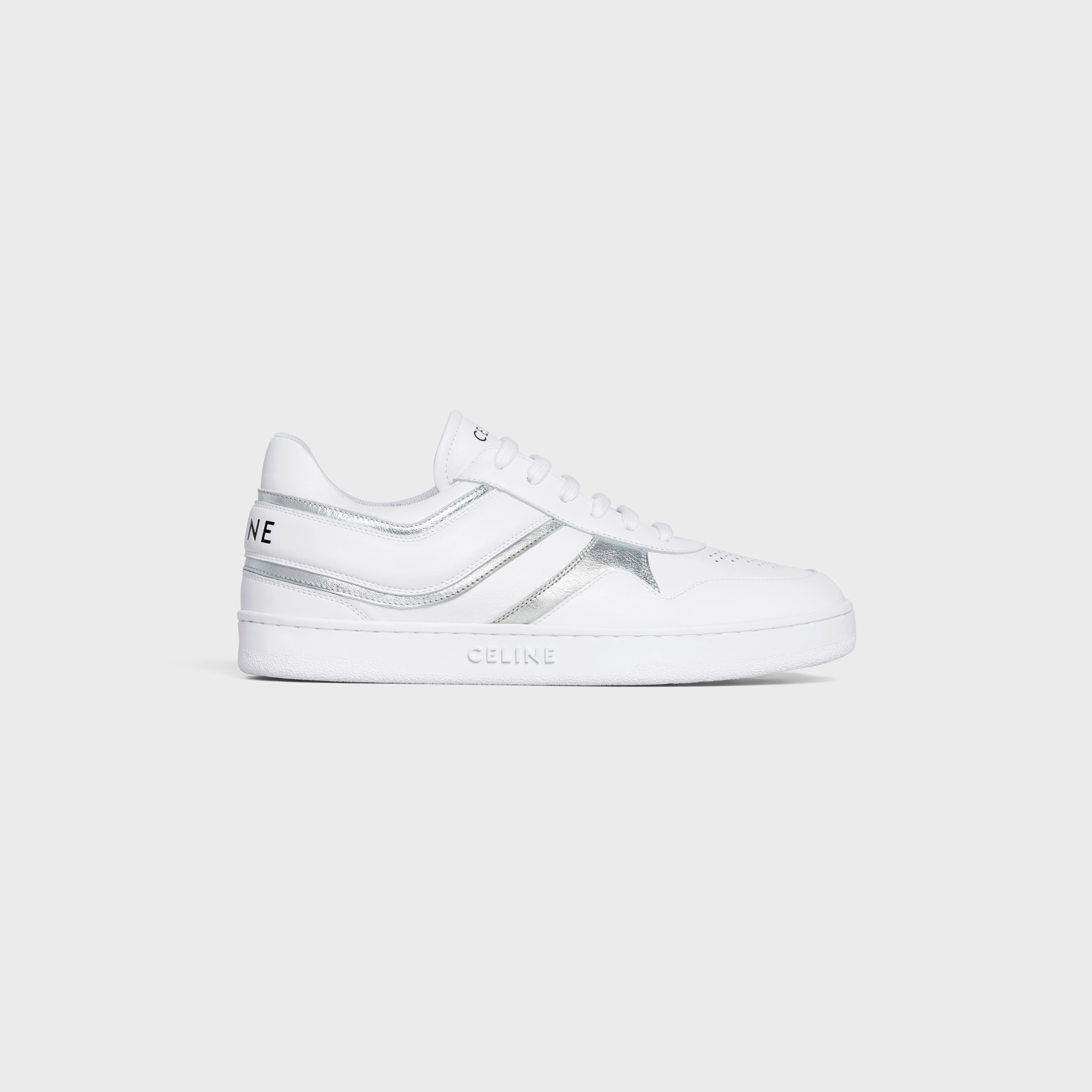CELINE TRAINER LOW LACE-UP SNEAKER in CALFSKIN & LAMINATED CALFSKIN - 1