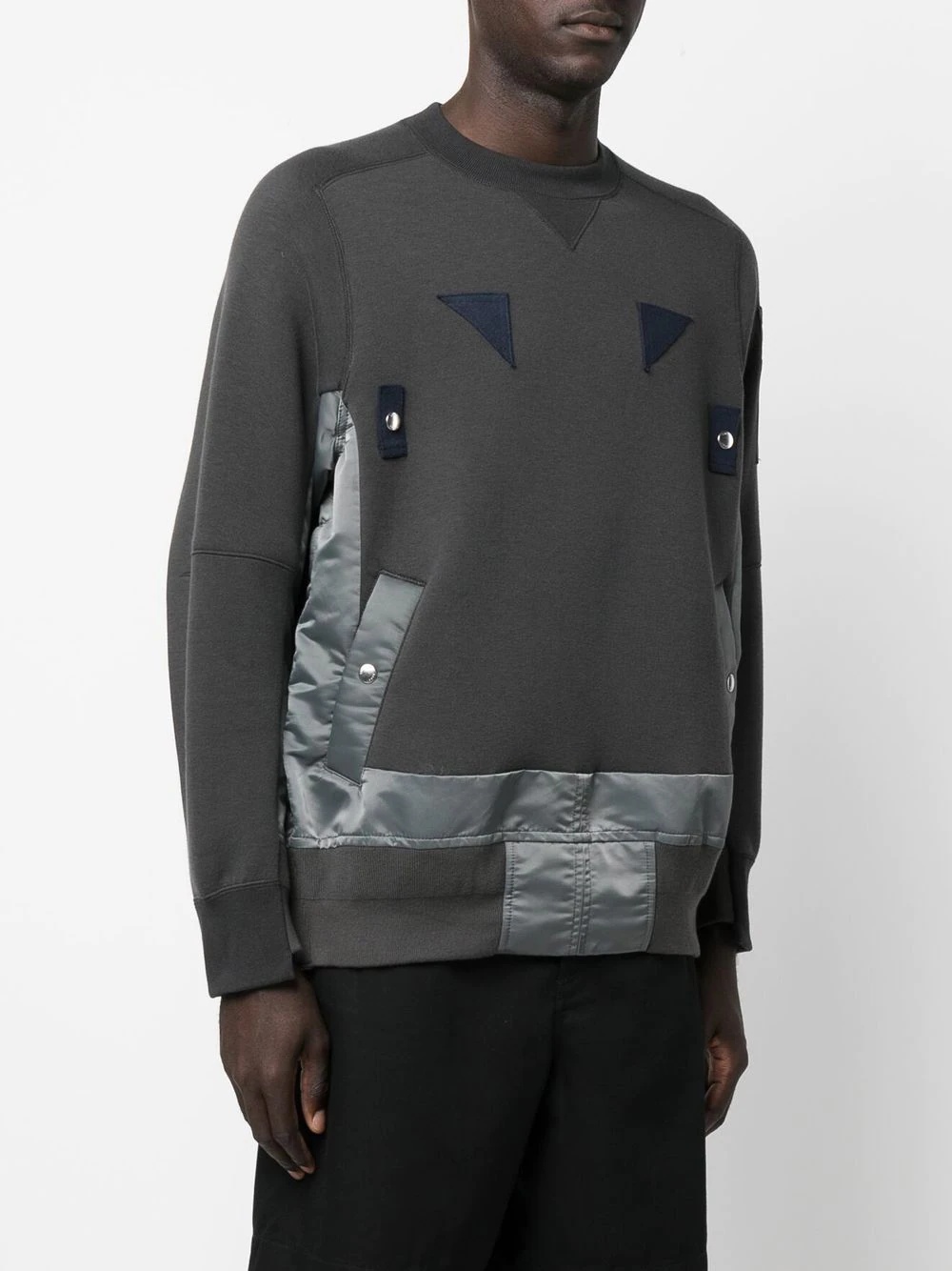 panelled crew-neck sweatshirt - 3