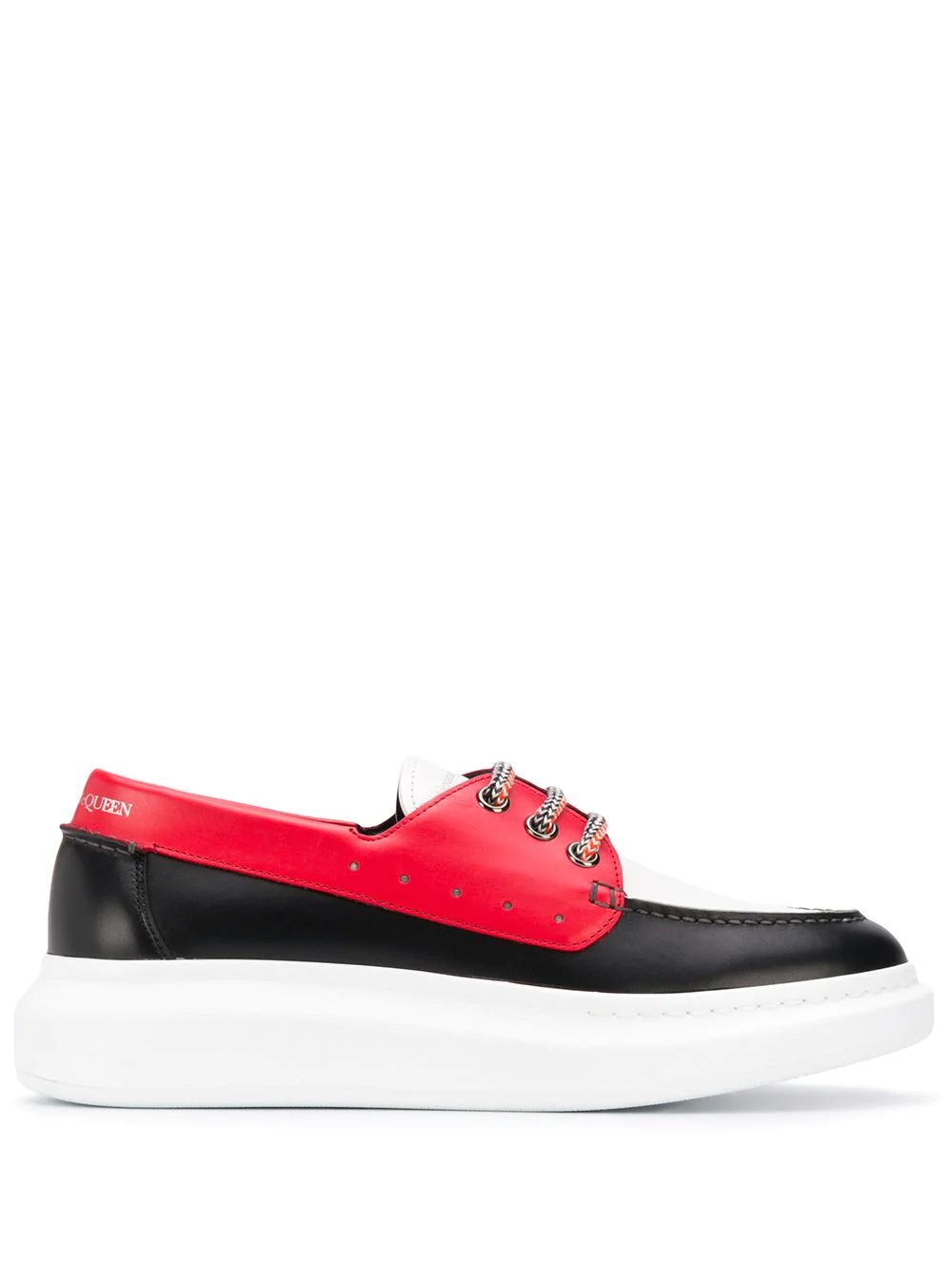 contrast-panel lace-up shoes - 1