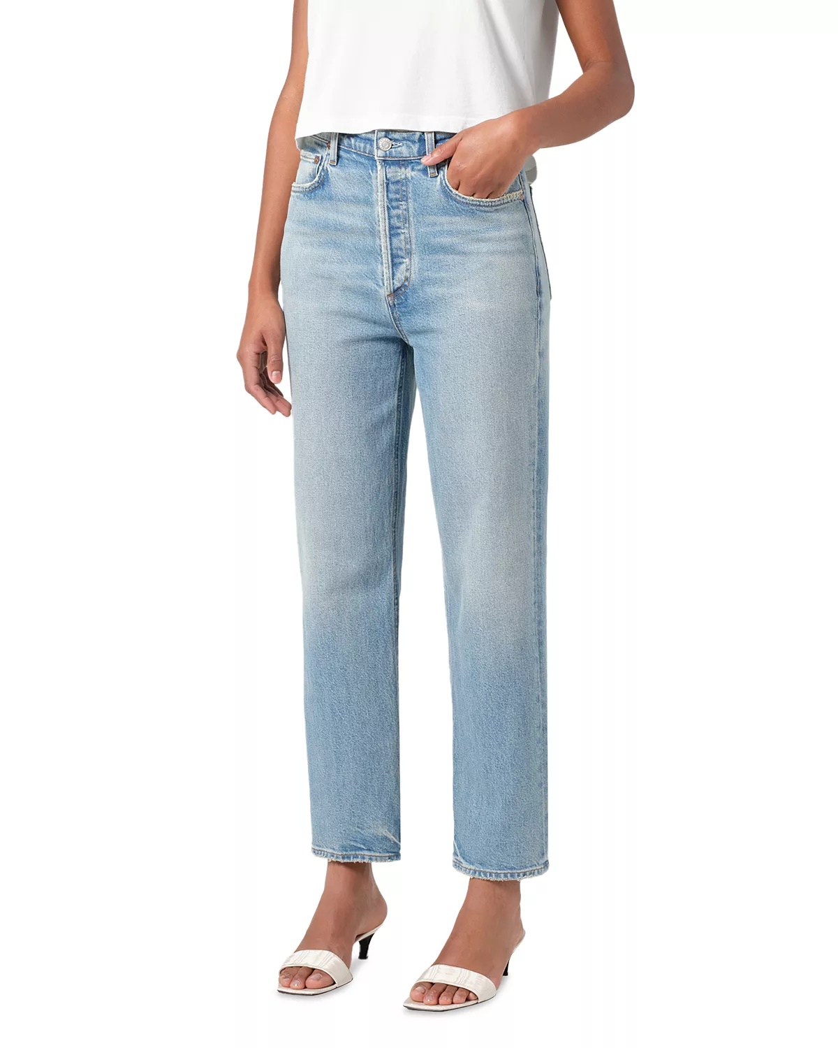 90's High Rise Straight Leg Jeans in Ripple - 1