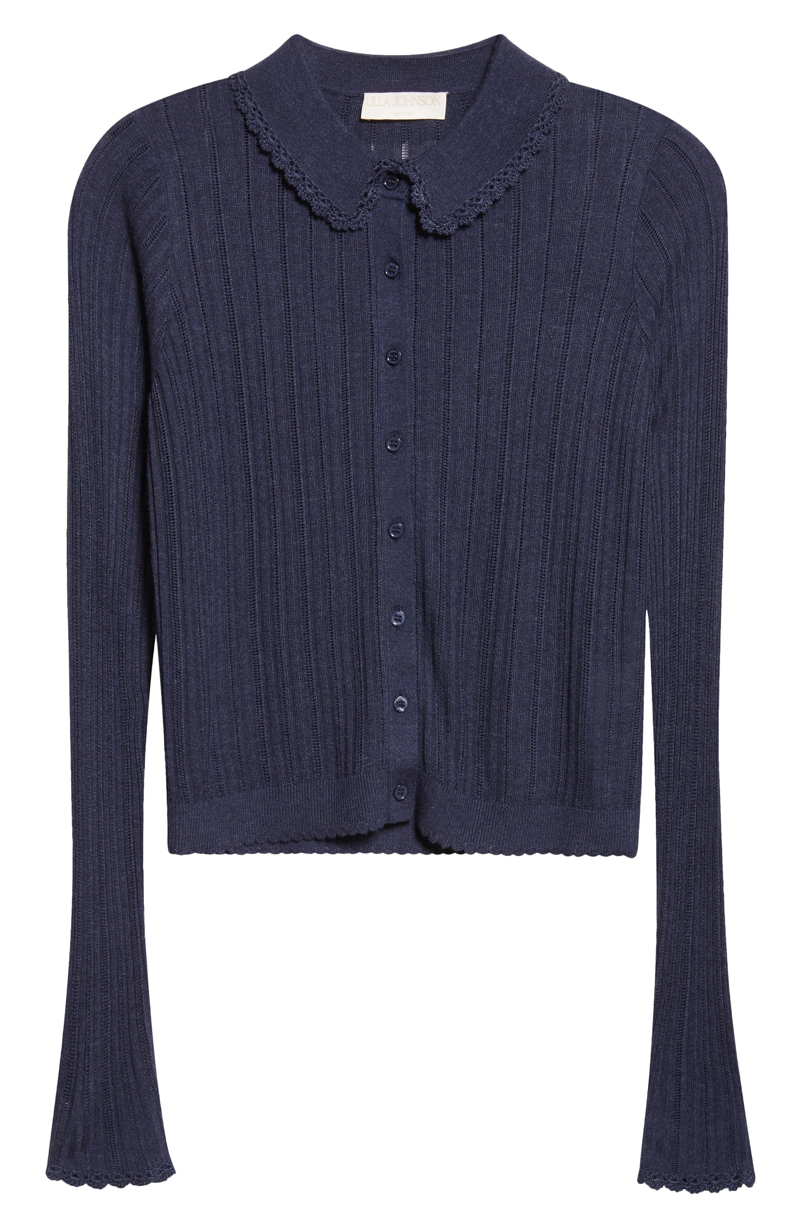 Ulla Johnson Lottie Pointelle Rib Cardigan in Midnight at Nordstrom - 5